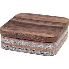 Boite carton motif bois 29x29x9cm