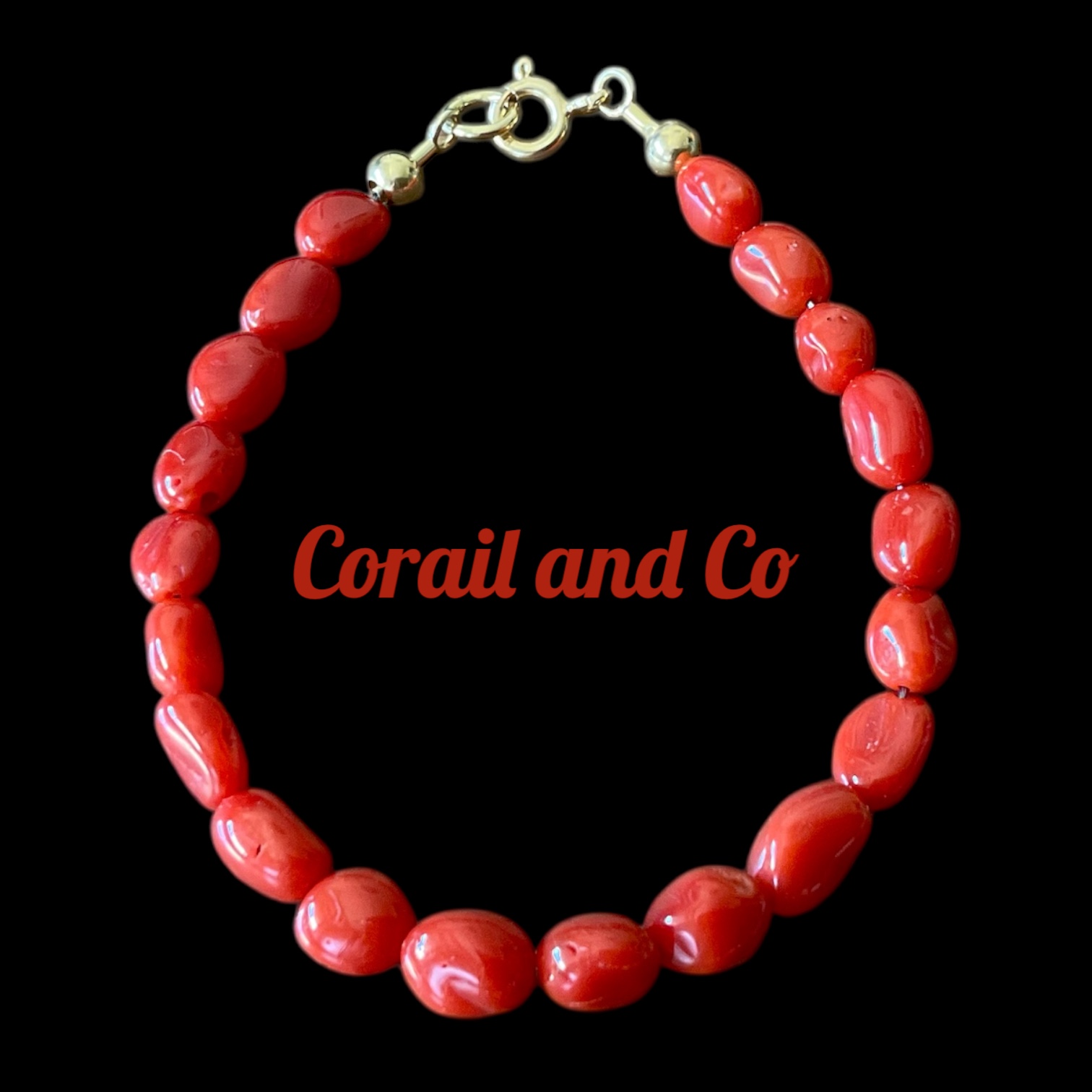 Bracelet Corail cailloux / Plaqué or
