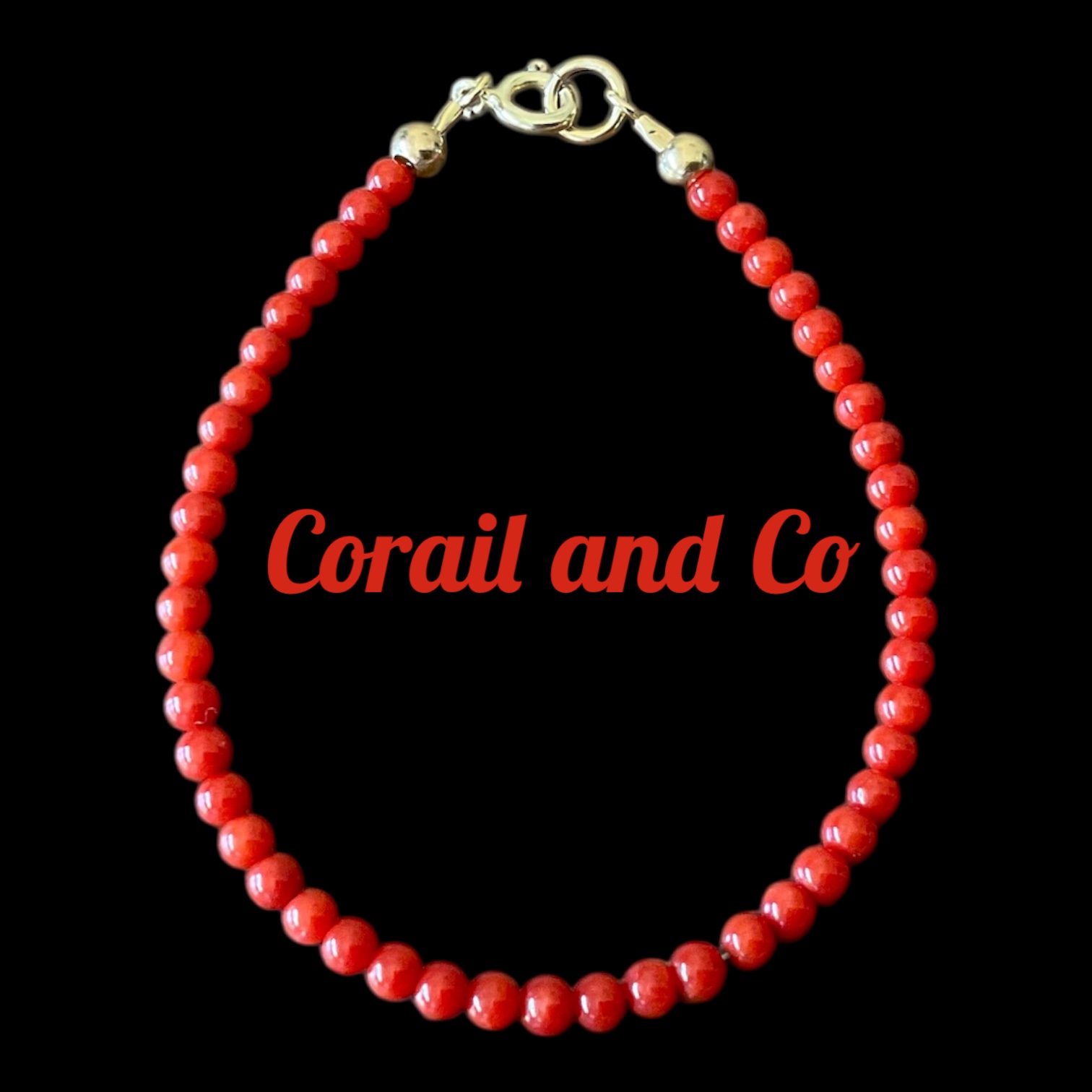 Bracelet perles de corail 3 mm / plaqué or 