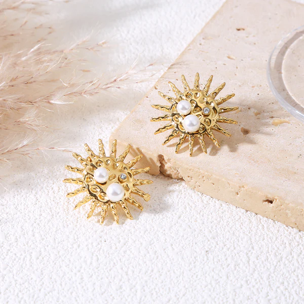 Boucles d'oreilles soleil perle