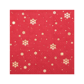 20 serviettes 25/25 rouge/or etoiles