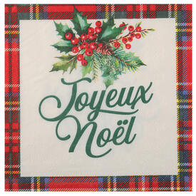 20 serviettes tartan Noël