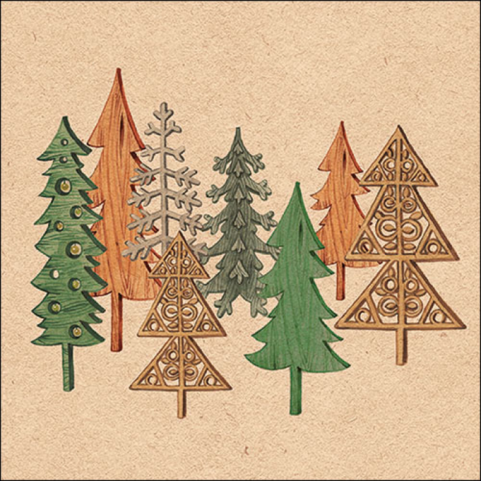 20 serviettes 33/33 sapins