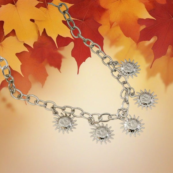 Collier Maillon Argenté  Pendentifs Charms Solaires