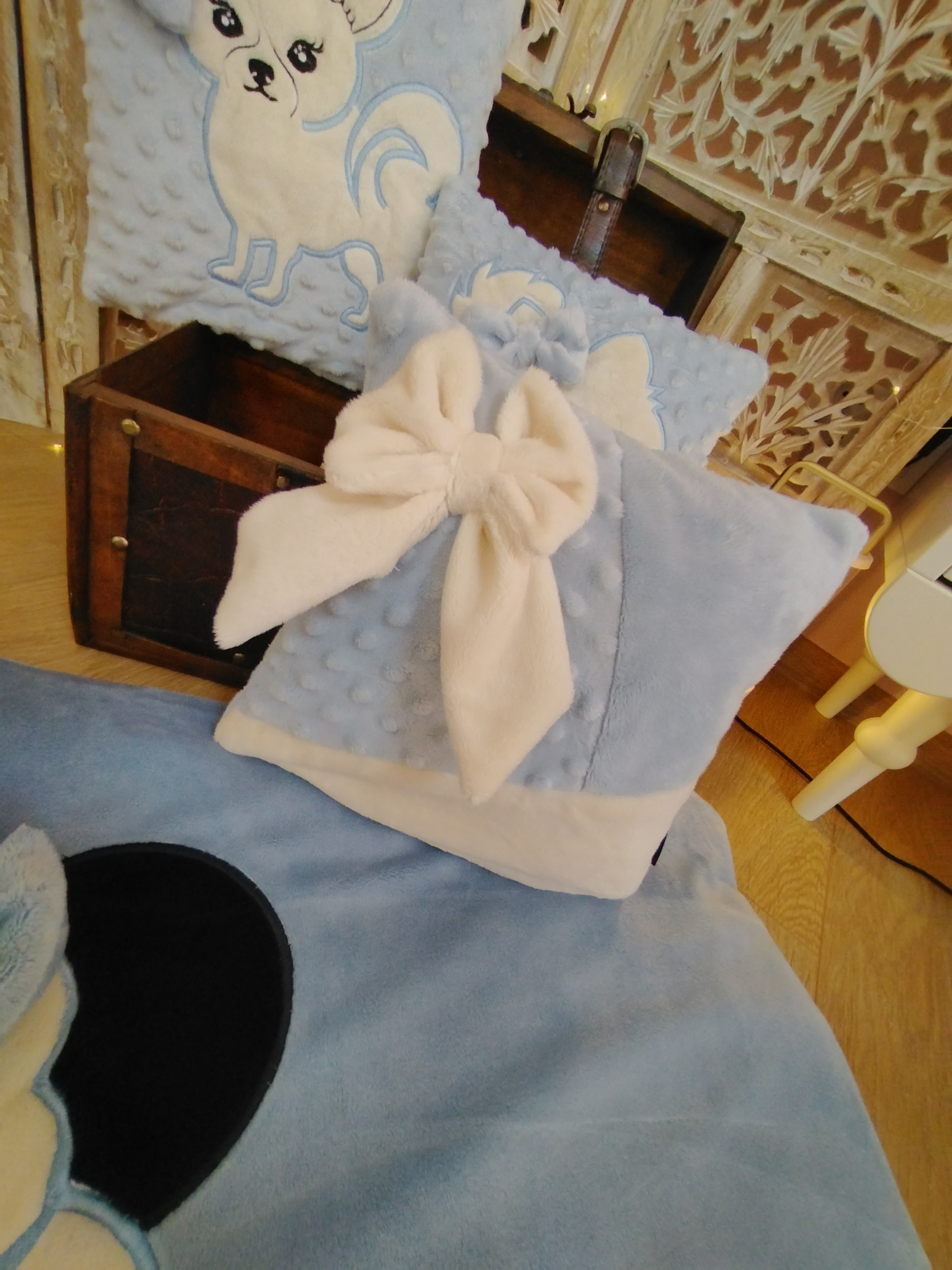 Housse pour Coussin 25x25 Bleu Patchwork