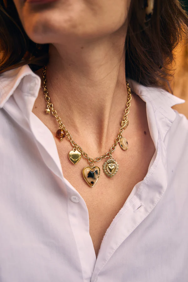 collier cœur léopard