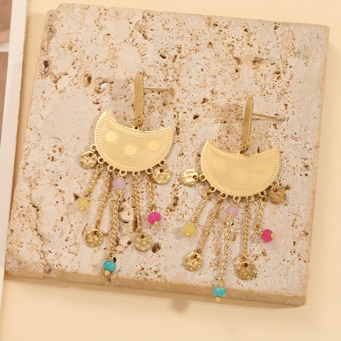 Boucles d'oreilles bohèmes dorées