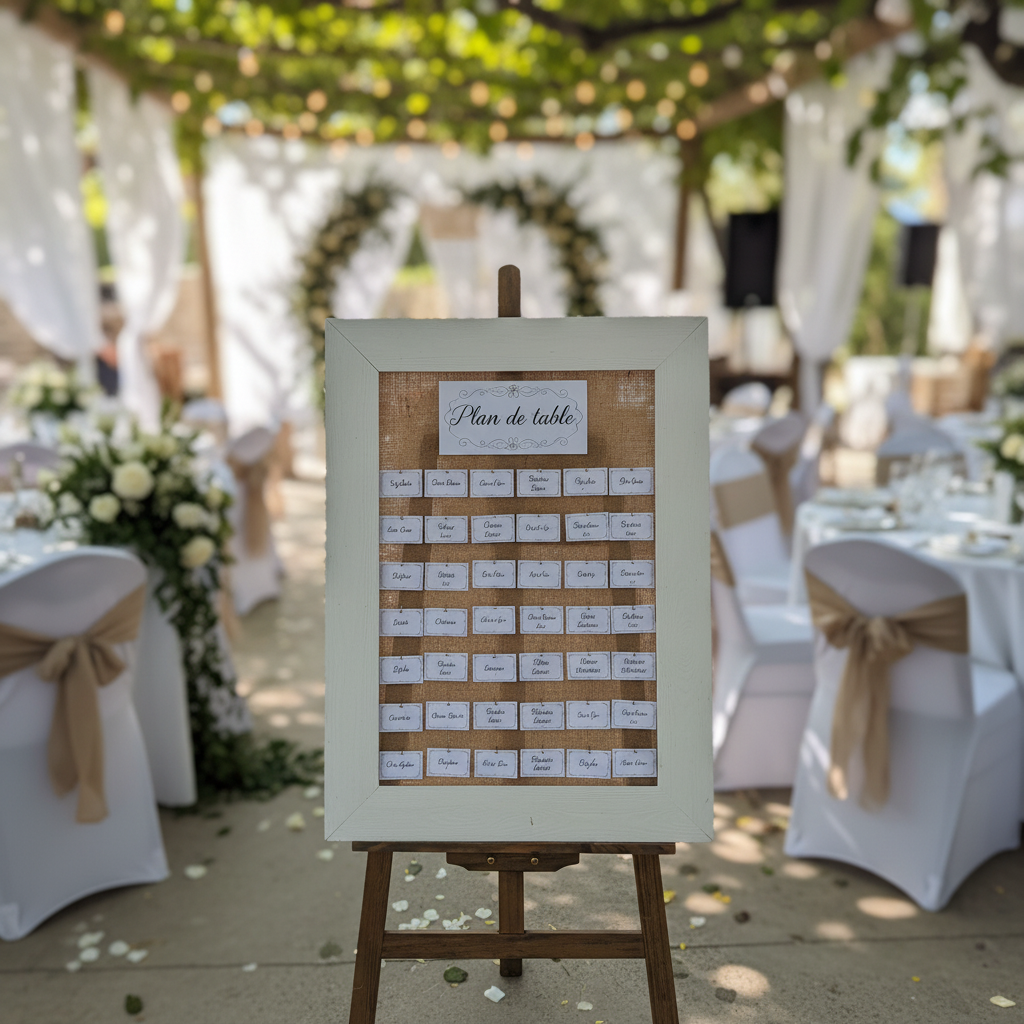 Cadre blanc toile de jute