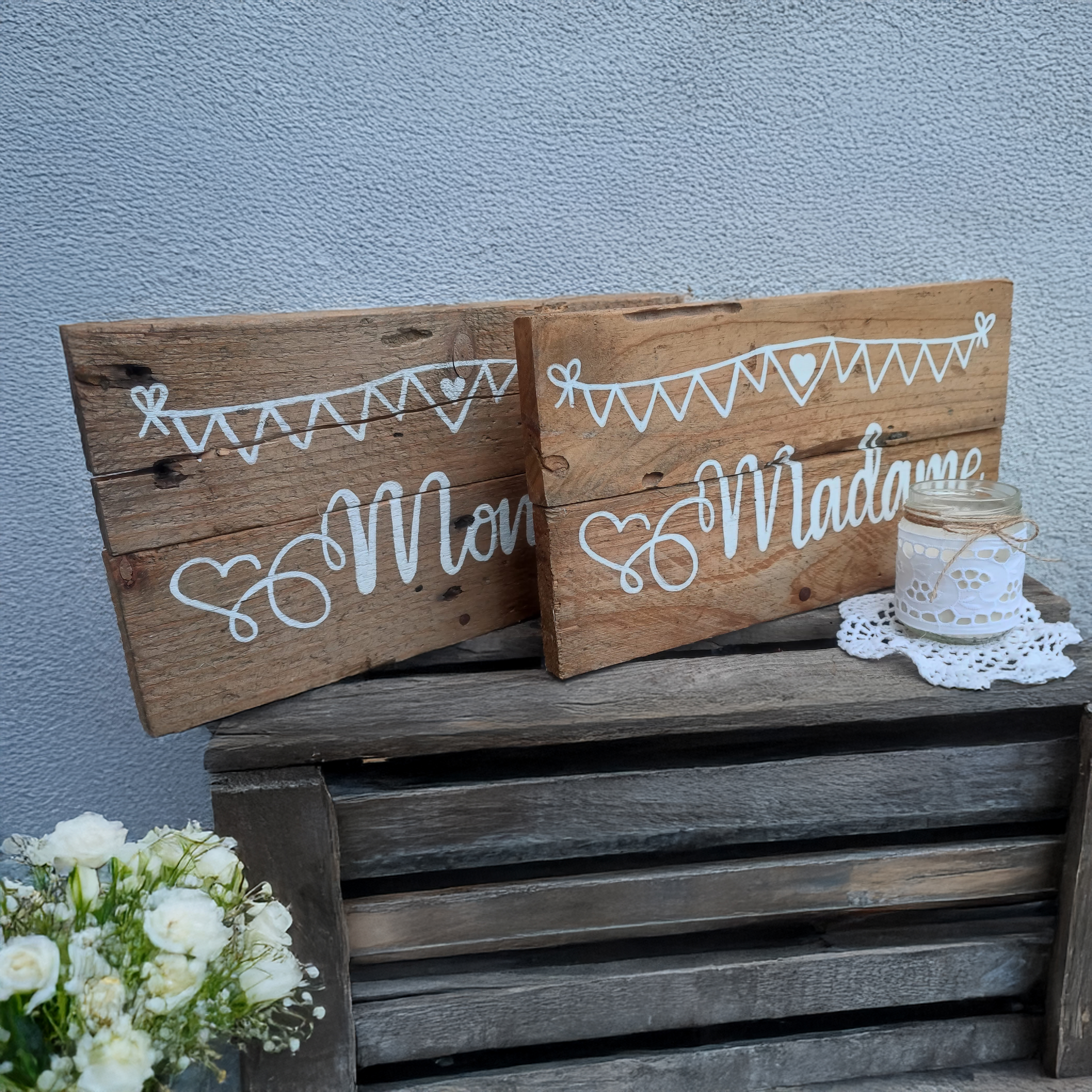 Lot de 2 panneaux “Monsieur & Madame”