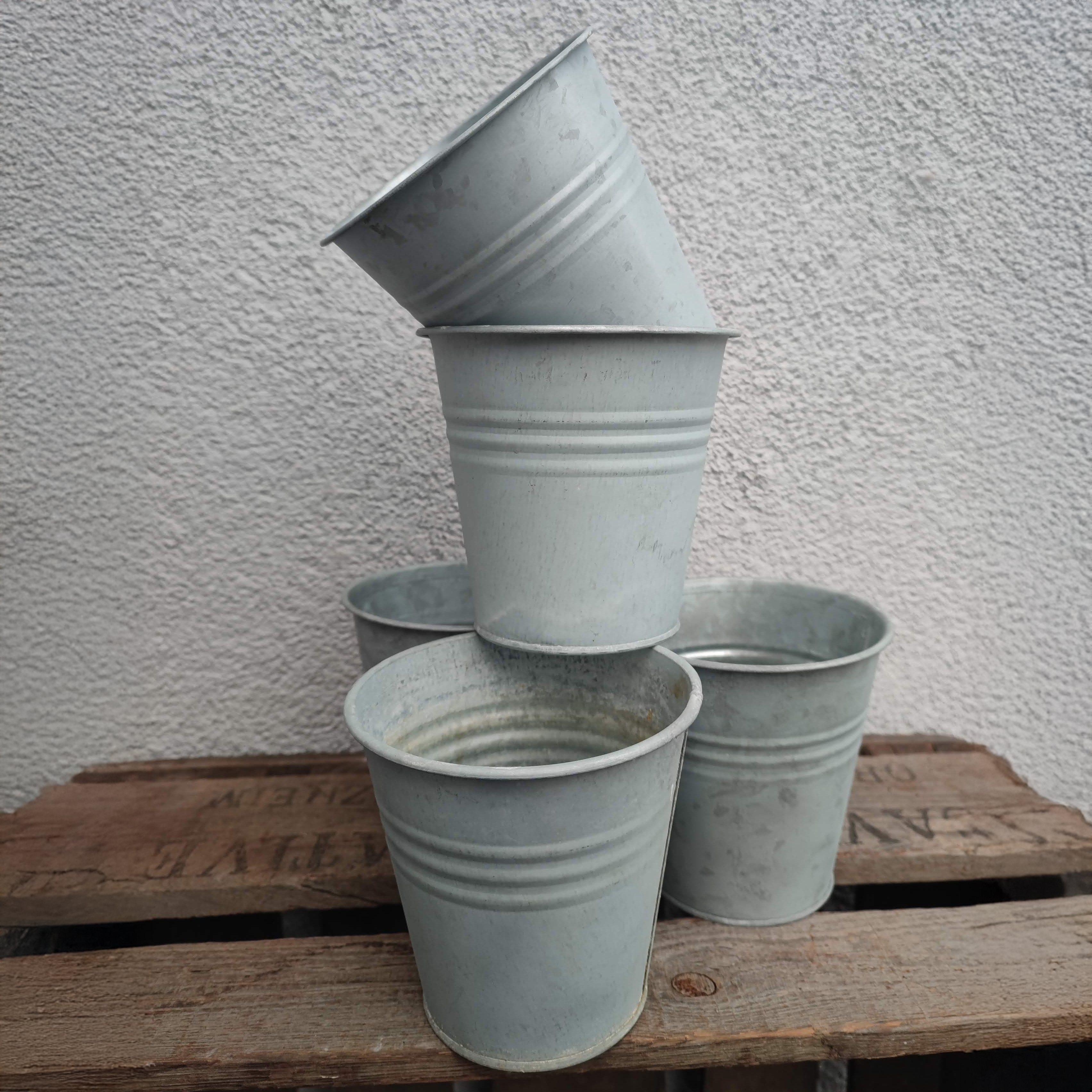 Lot de 5 seaux gris mat