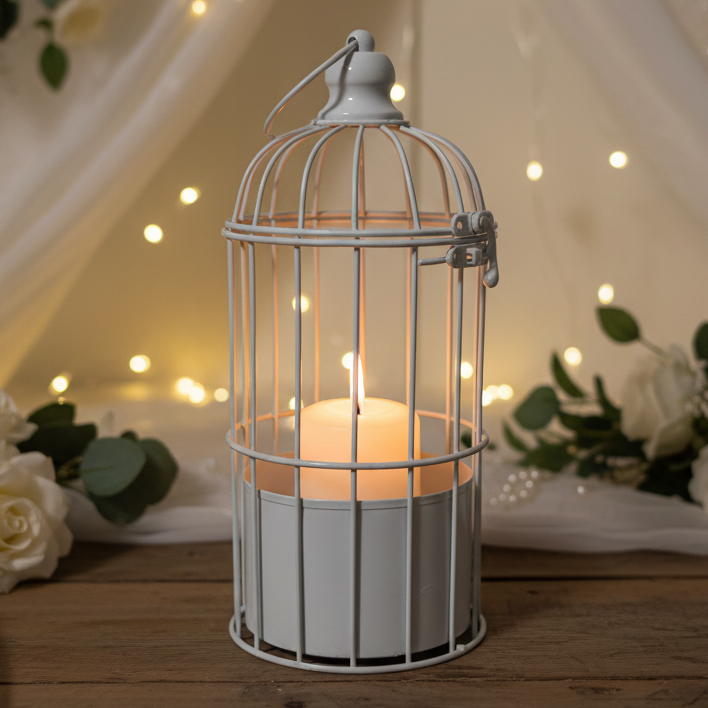 Cage à oiseaux haute blanche