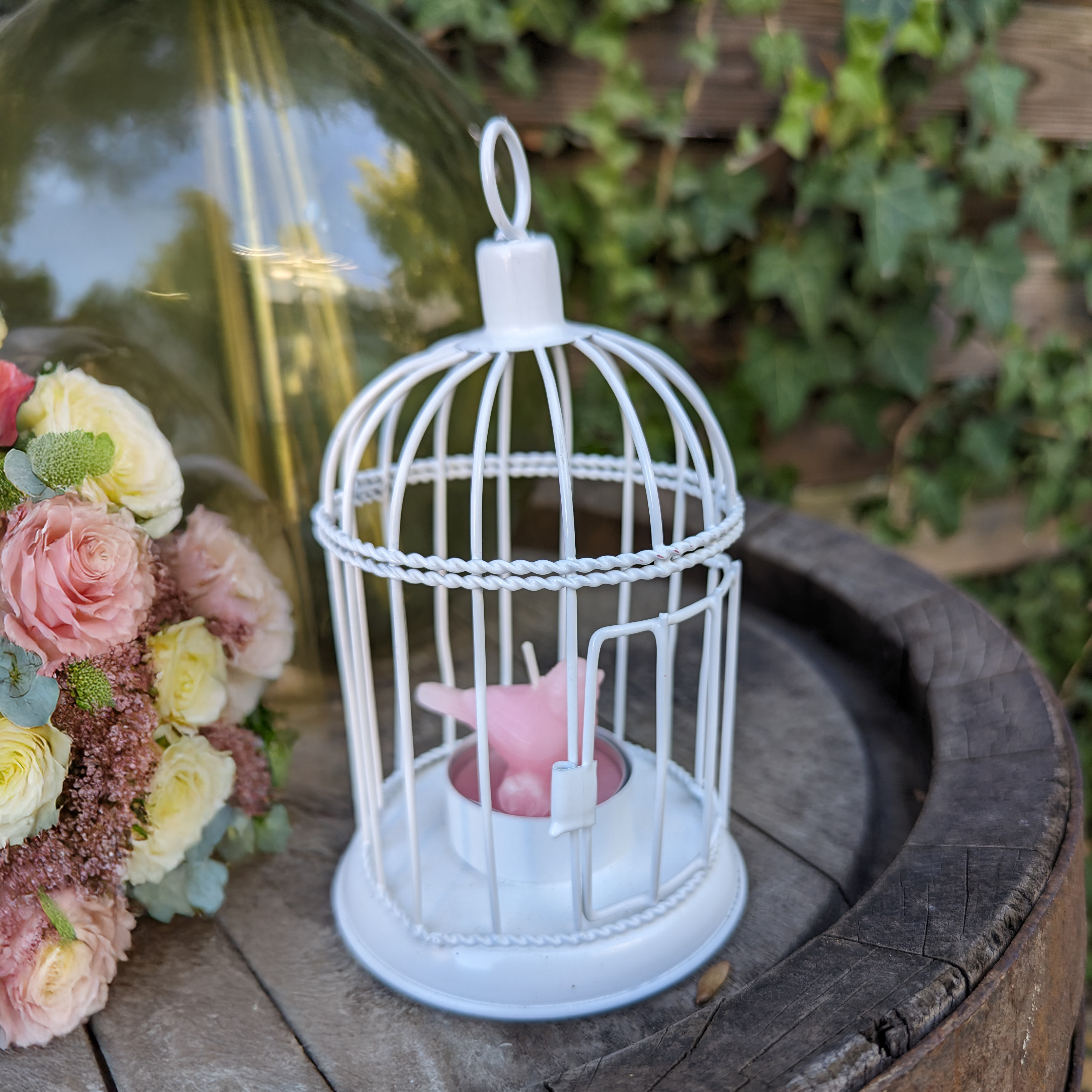 Petite cage à oiseaux bougeoir