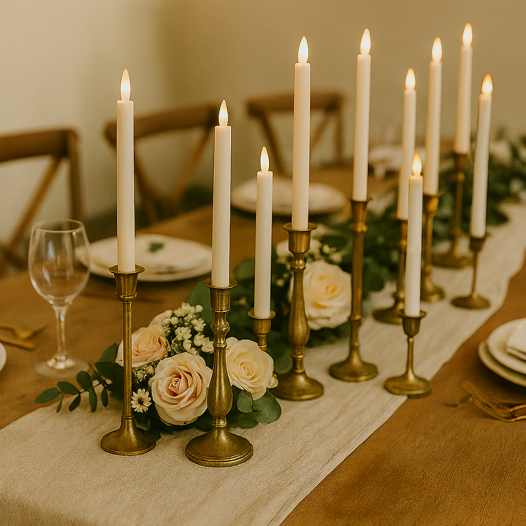 Lot de 26 bougeoirs dorés dépareillés