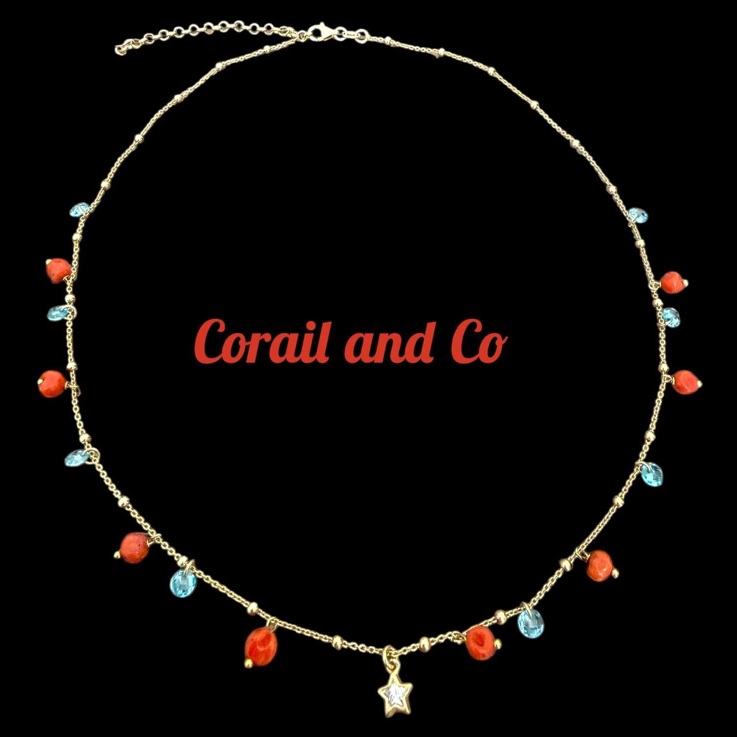 Collier plaqué or papilles corail