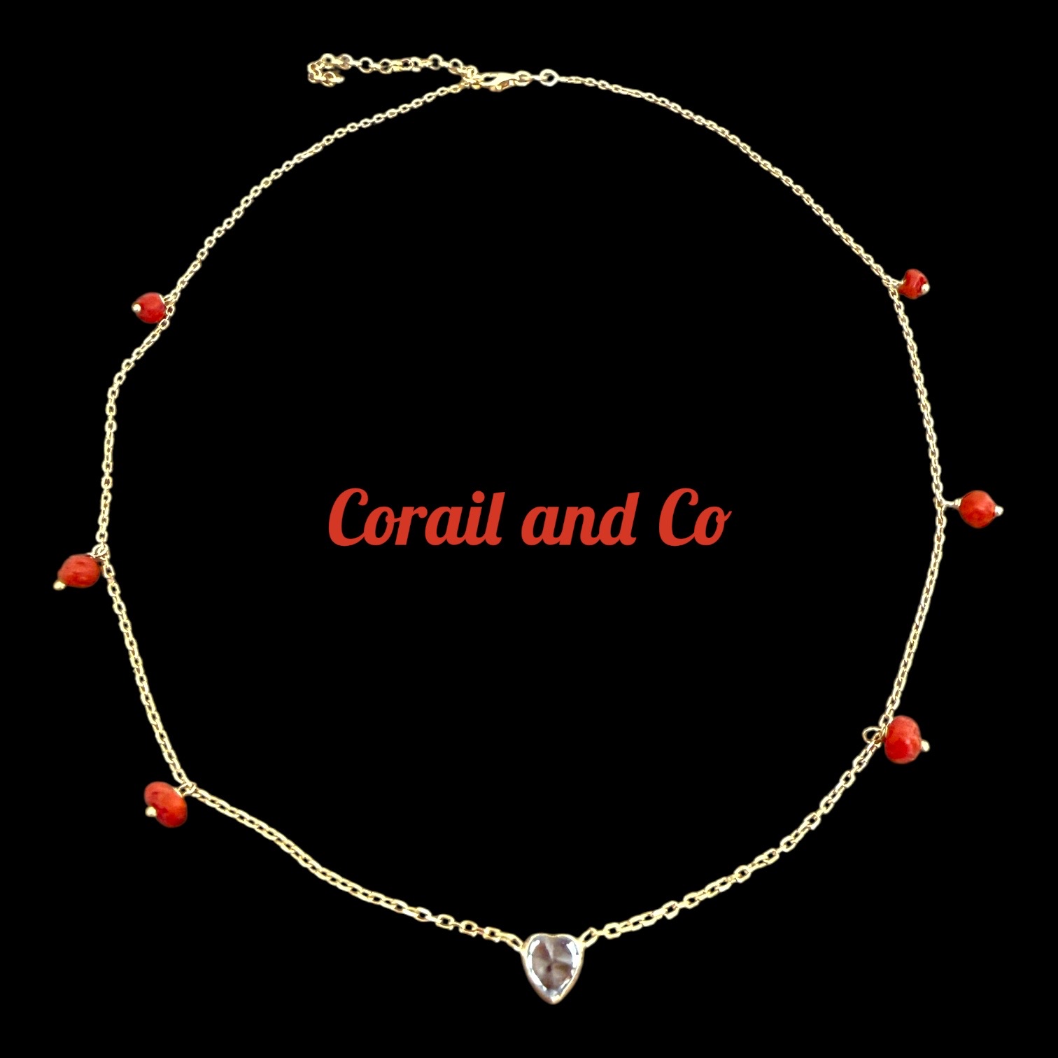 Collier plaqué or corail papilles
