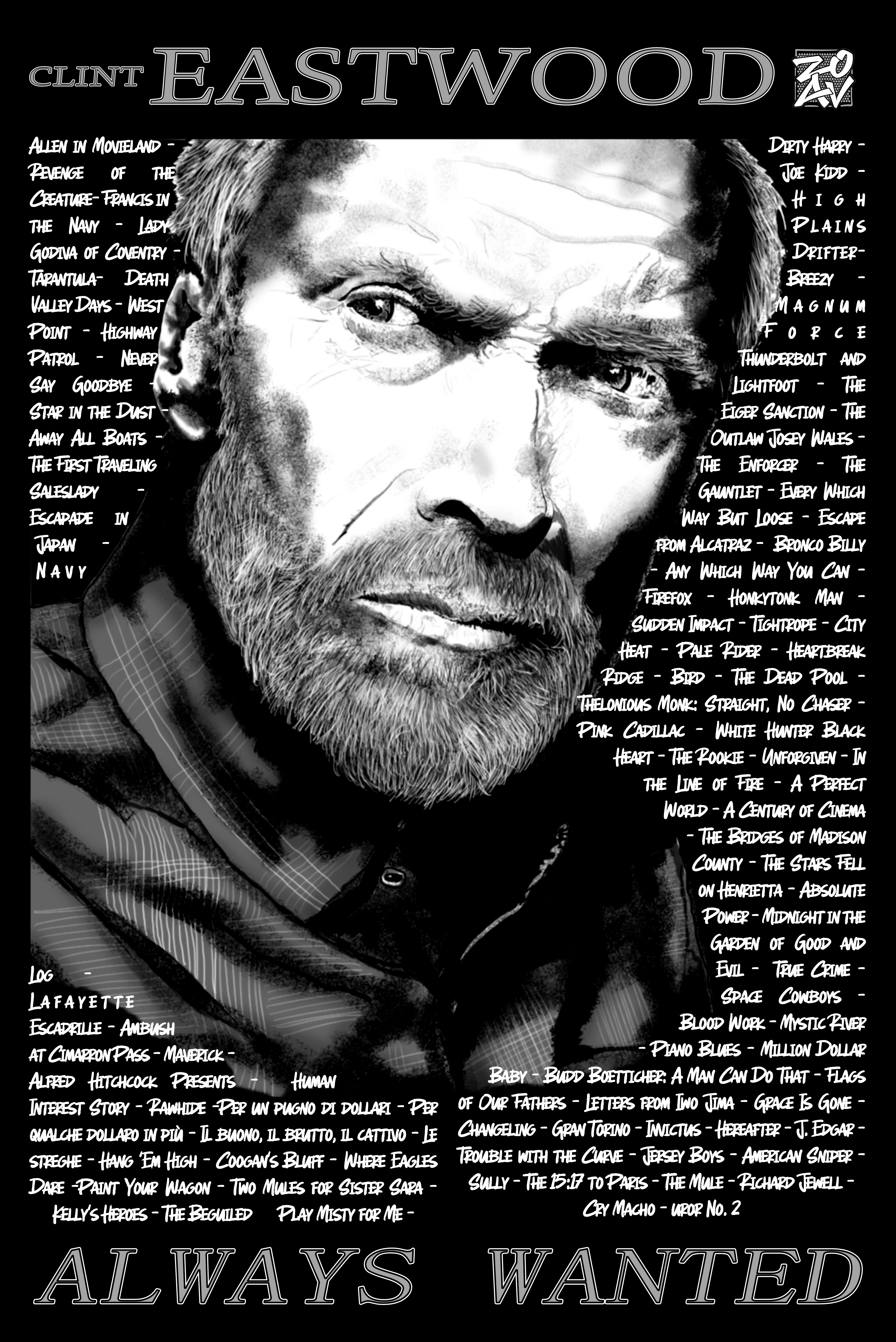 "Clint Eastwood" - impression HD sur dibond - 30 cm x 45 cm