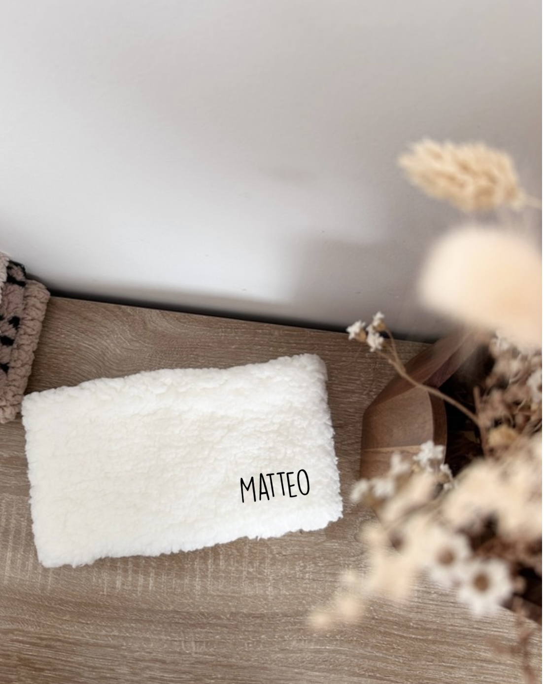 Tour de cou - moumoute blanche PERSONNALISABLE 