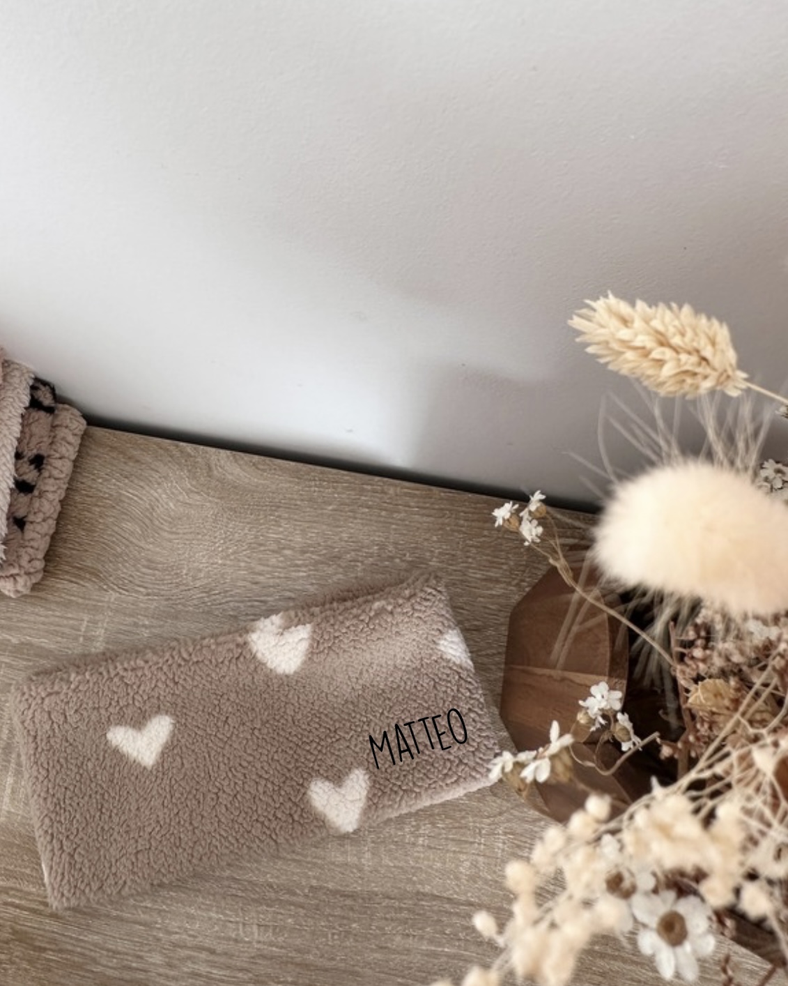 Tour de cou - moumoute coeur sable  PERSONNALISABLE 