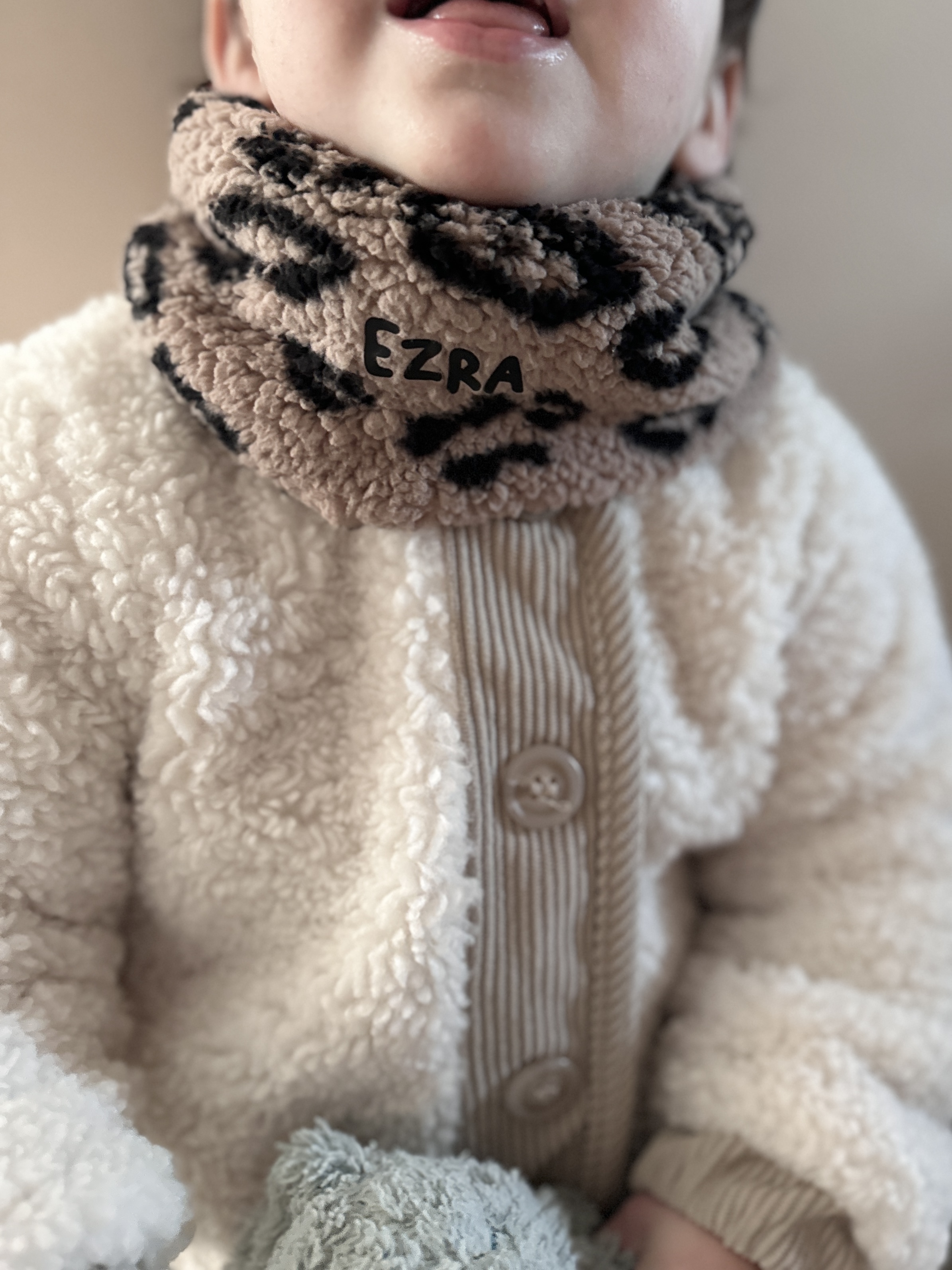 Tour de cou - moumoute léopard  PERSONNALISABLE