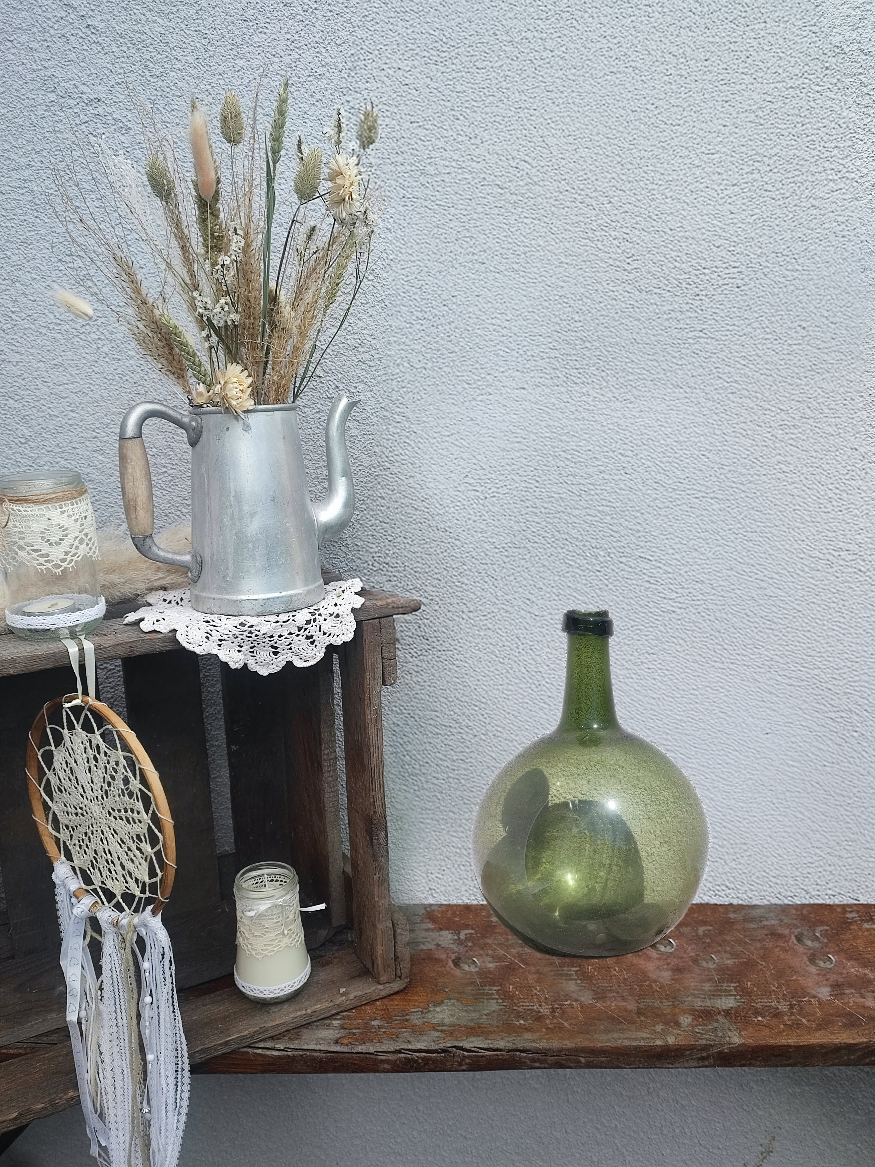 Moyenne dame-jeanne ronde verte