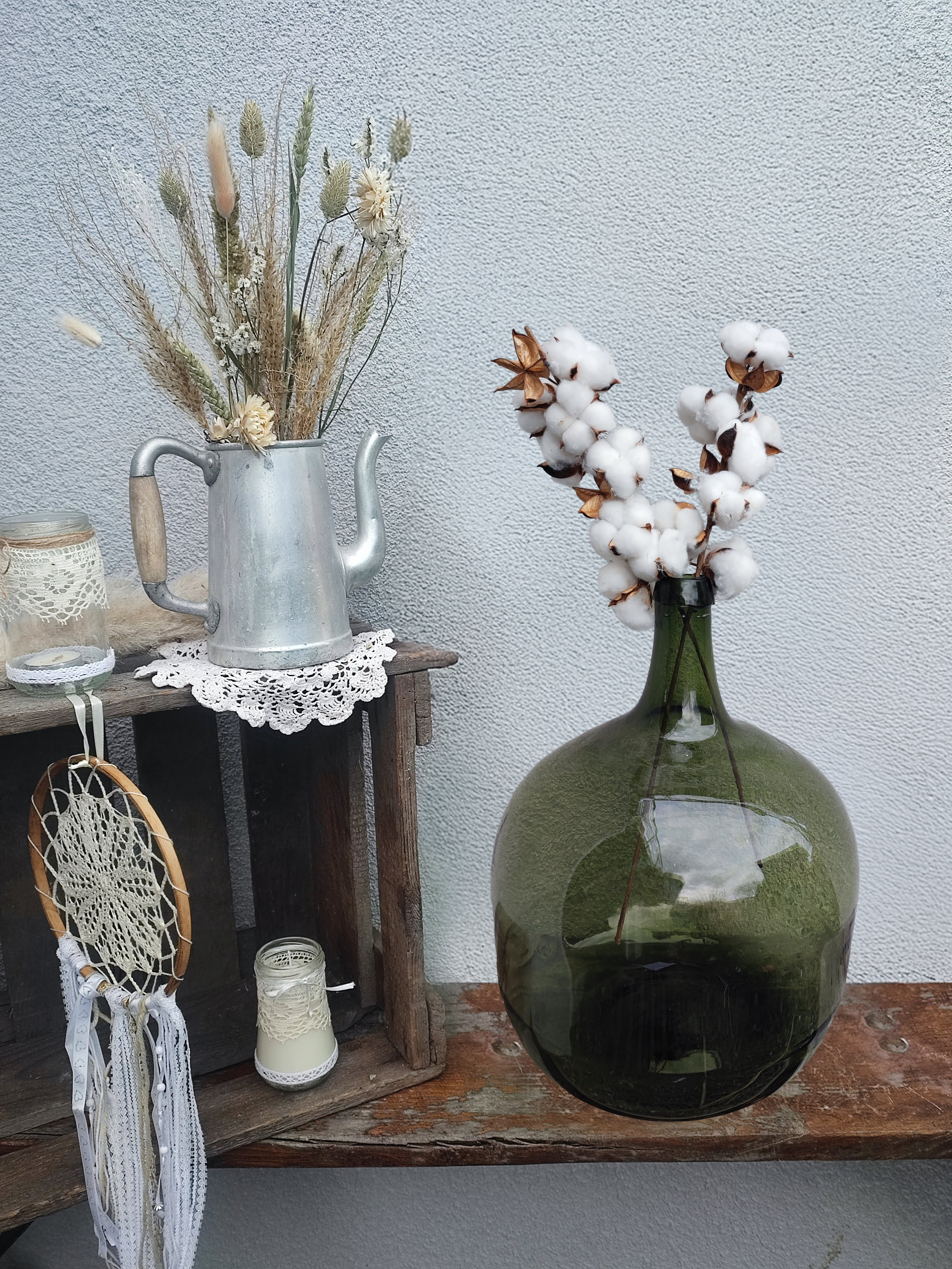 Grande Dame-Jeanne boule verte foncée