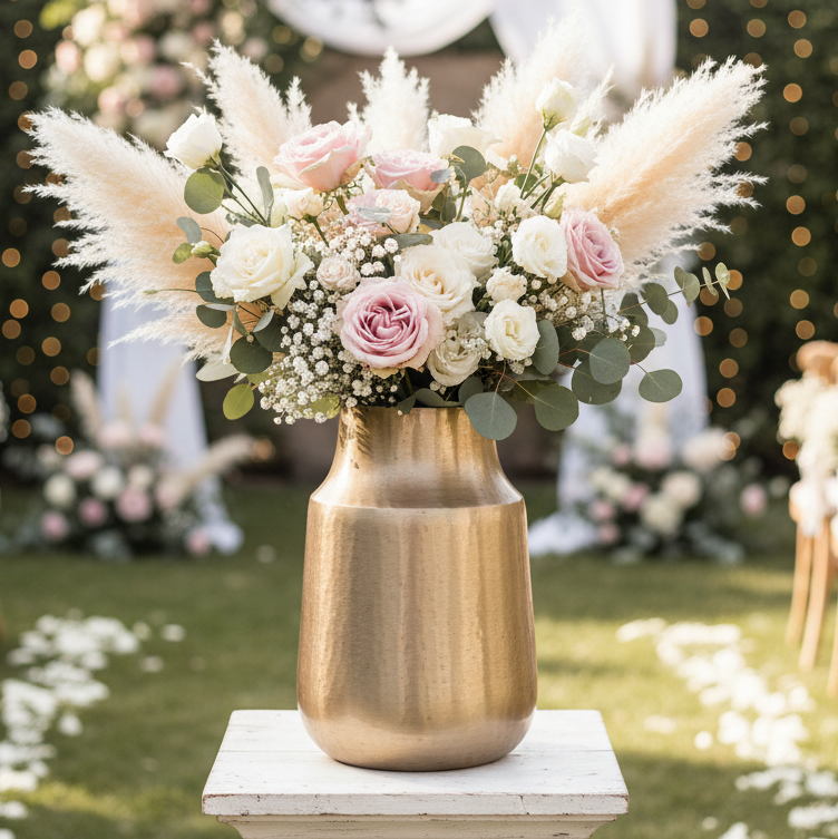 Grands vases métal doré