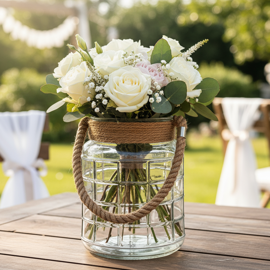 Grand vase corde en jute