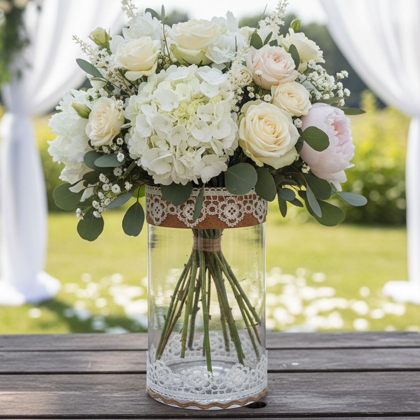 Grand vase cylindrique dentelle