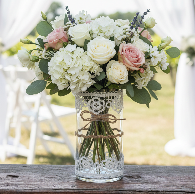 Vase cylindrique dentelle