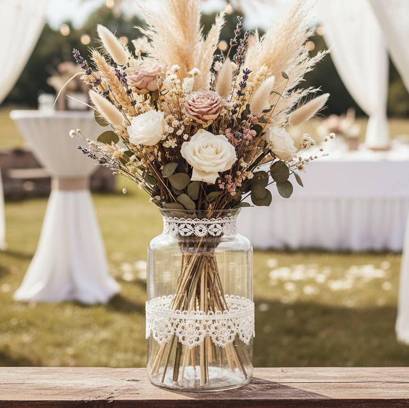 Grand vase droit dentelle