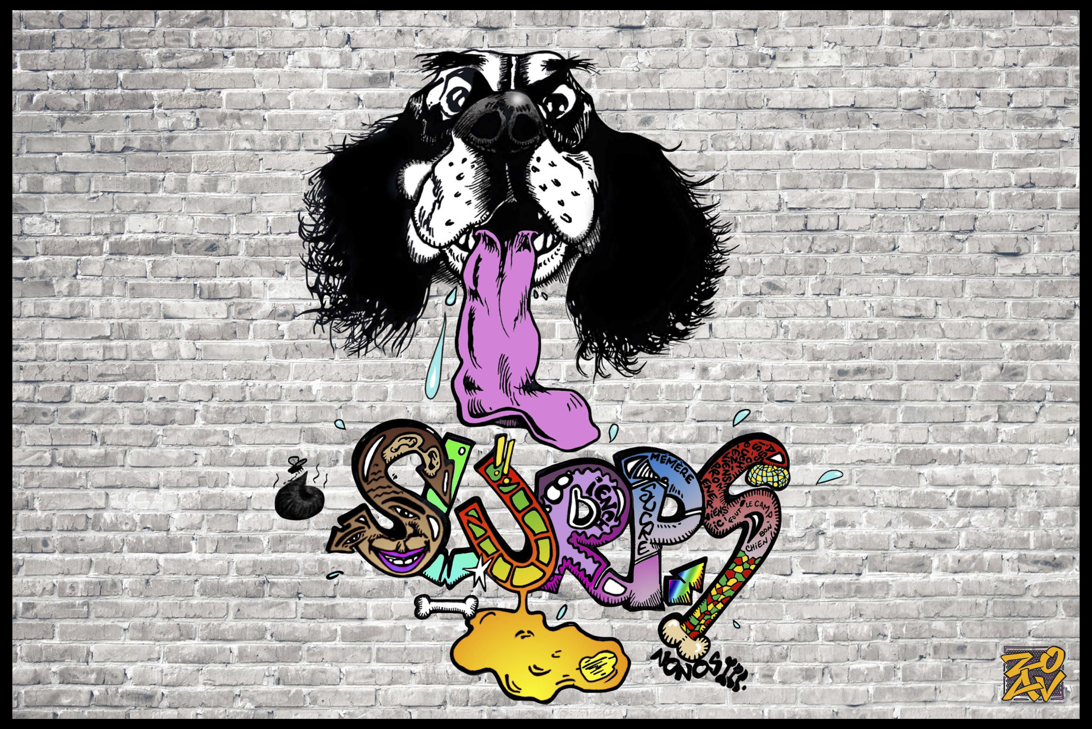 "Slurps The Dog" - impression HD sur dibond - 60 cm x 40 cm