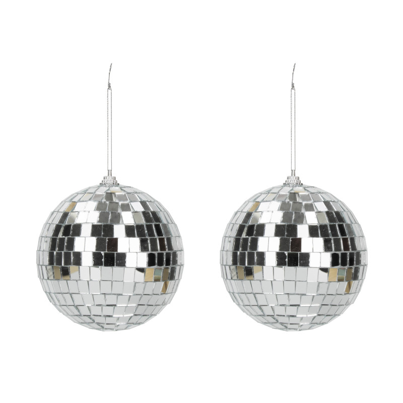 2 boules disco argent 10cm