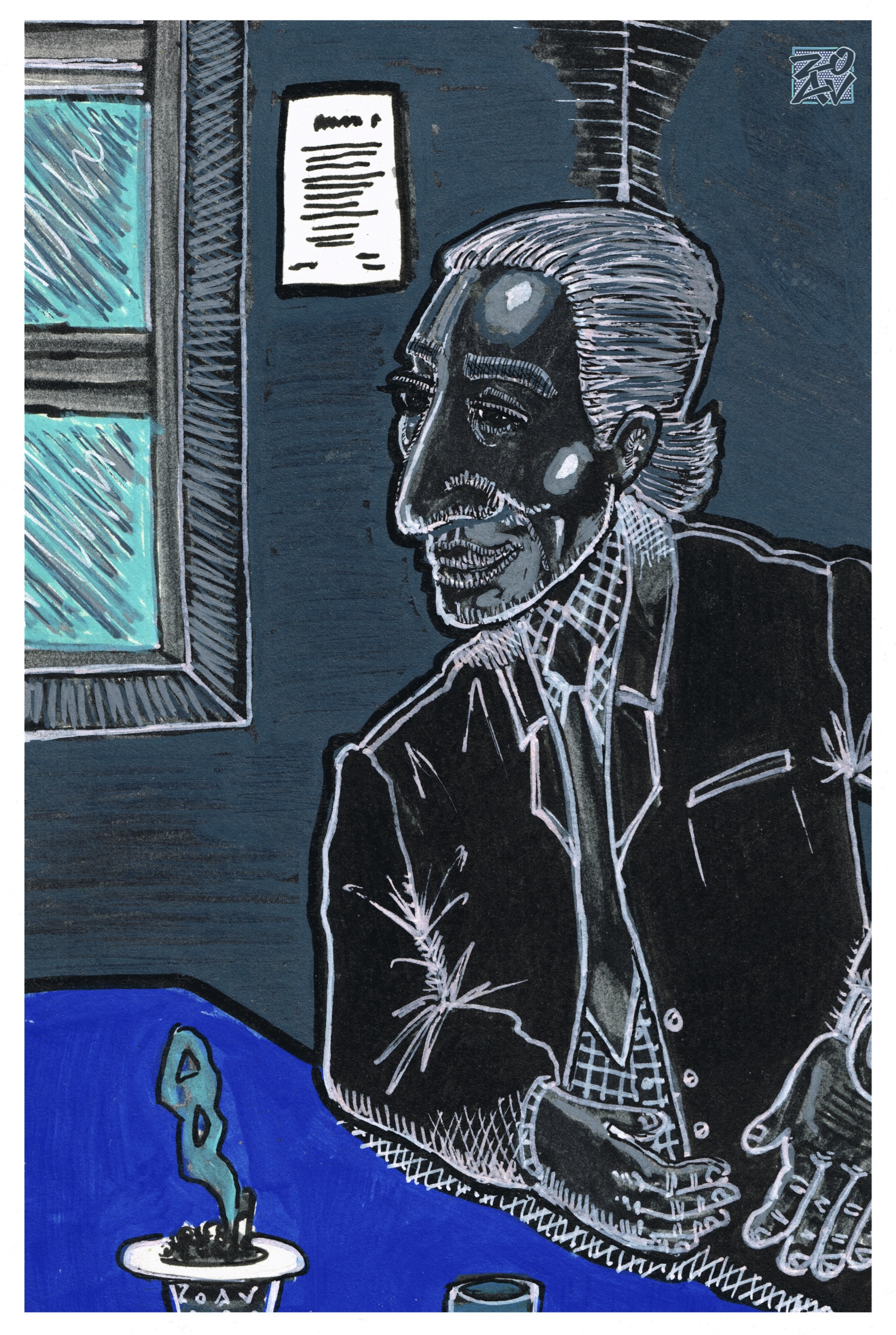 "Une Clope, Un Jaune et Une Table Violette" - Impression HD sur dibond - 30 cm x 45 cm