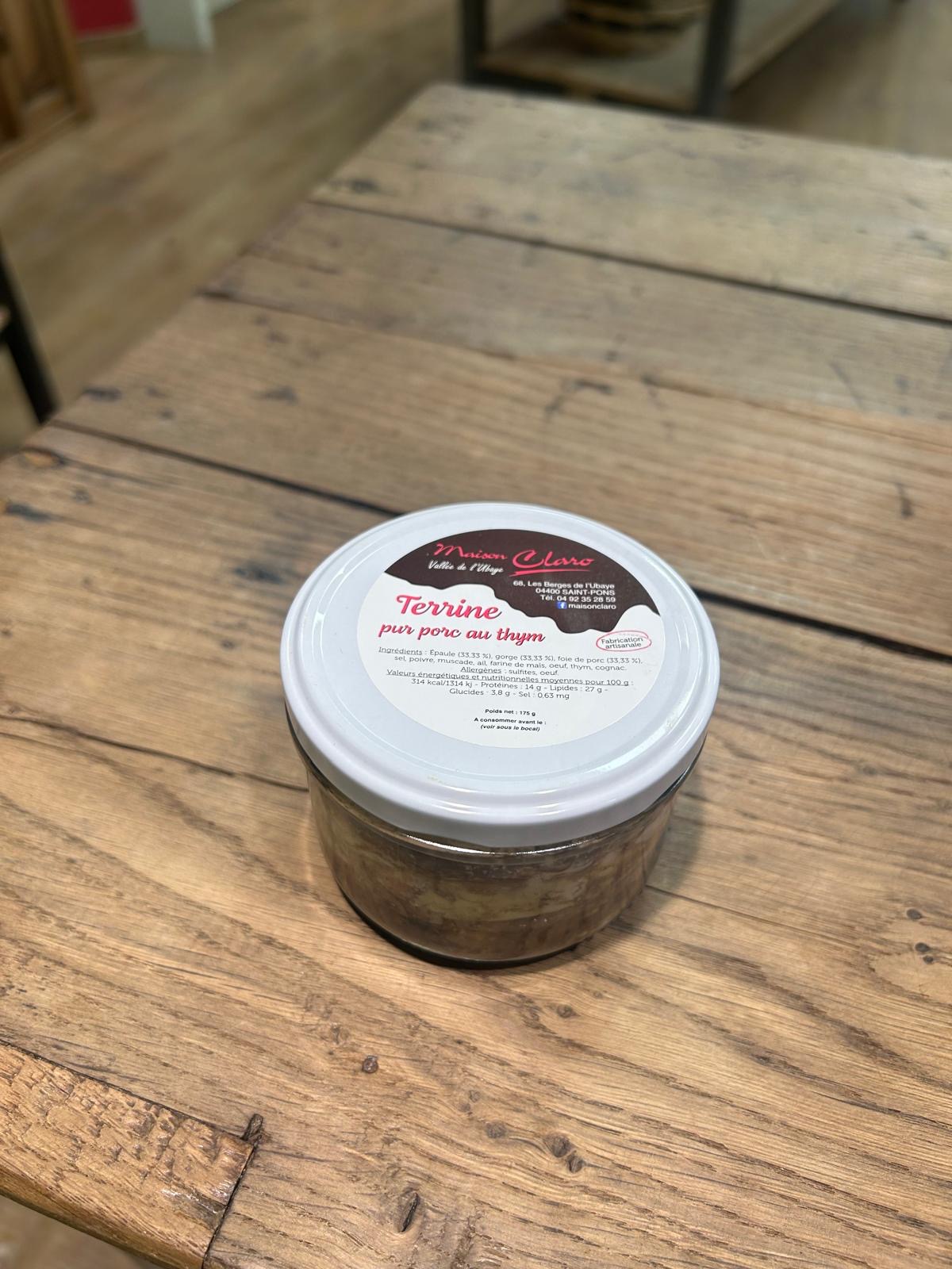 Terrine pur porc au thym