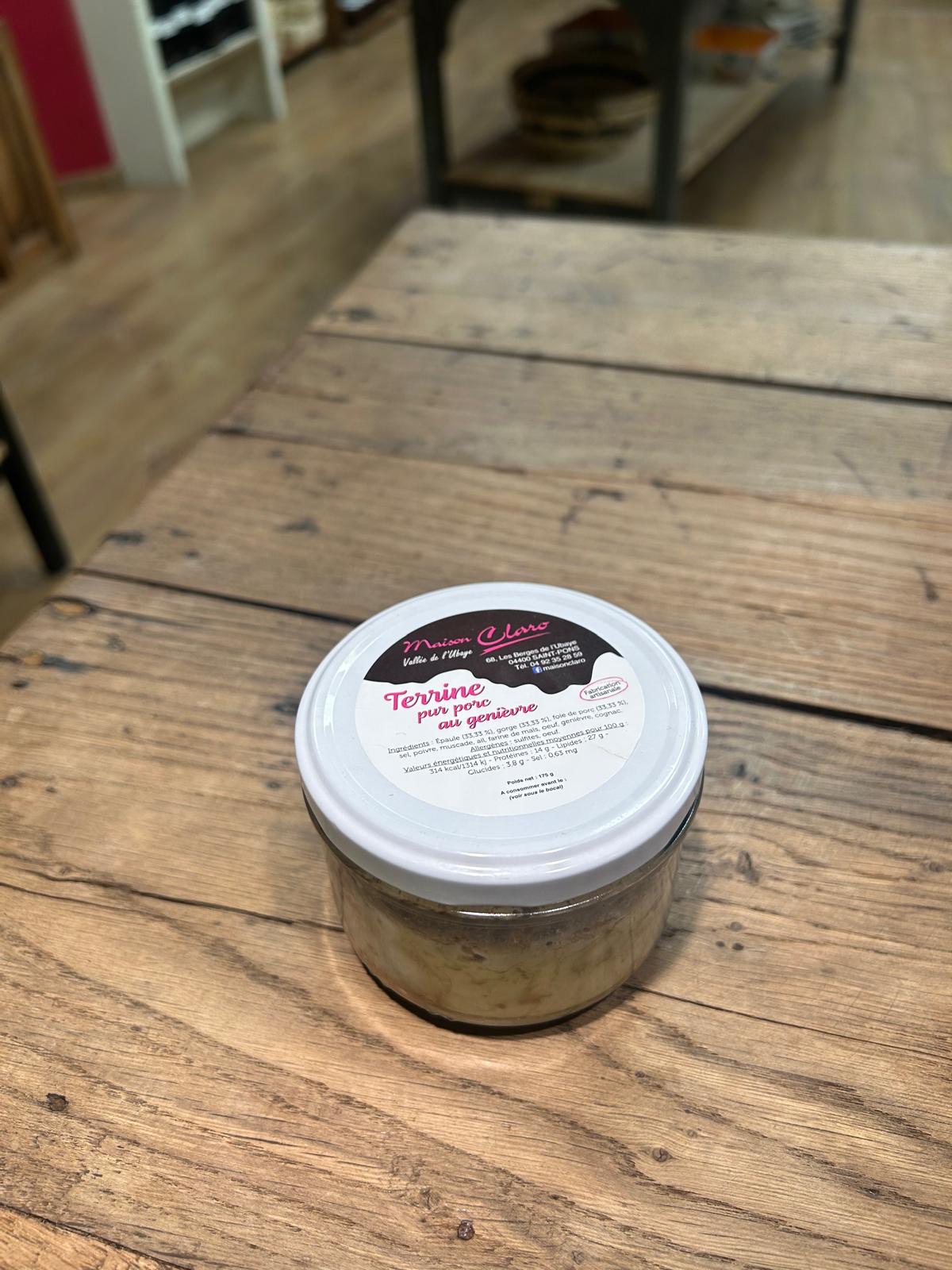 Terrine pur porc au genièvre