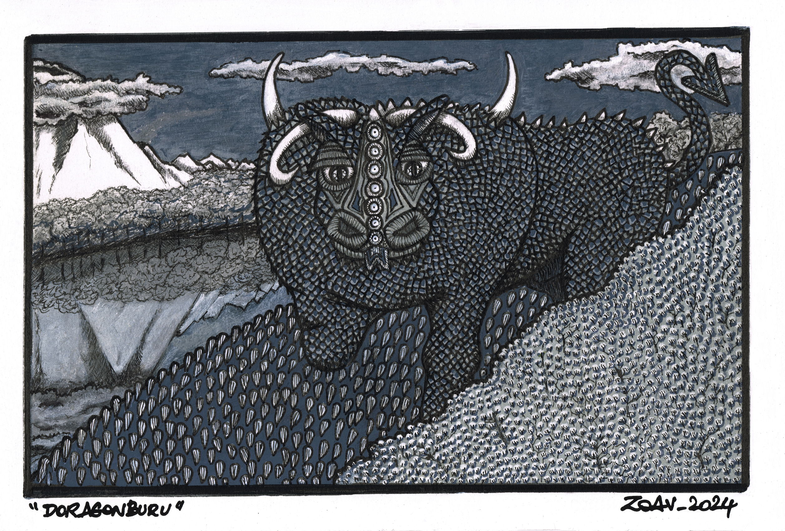 "A Doragon-Buru Grazing In The Mountain Pastures" (original)