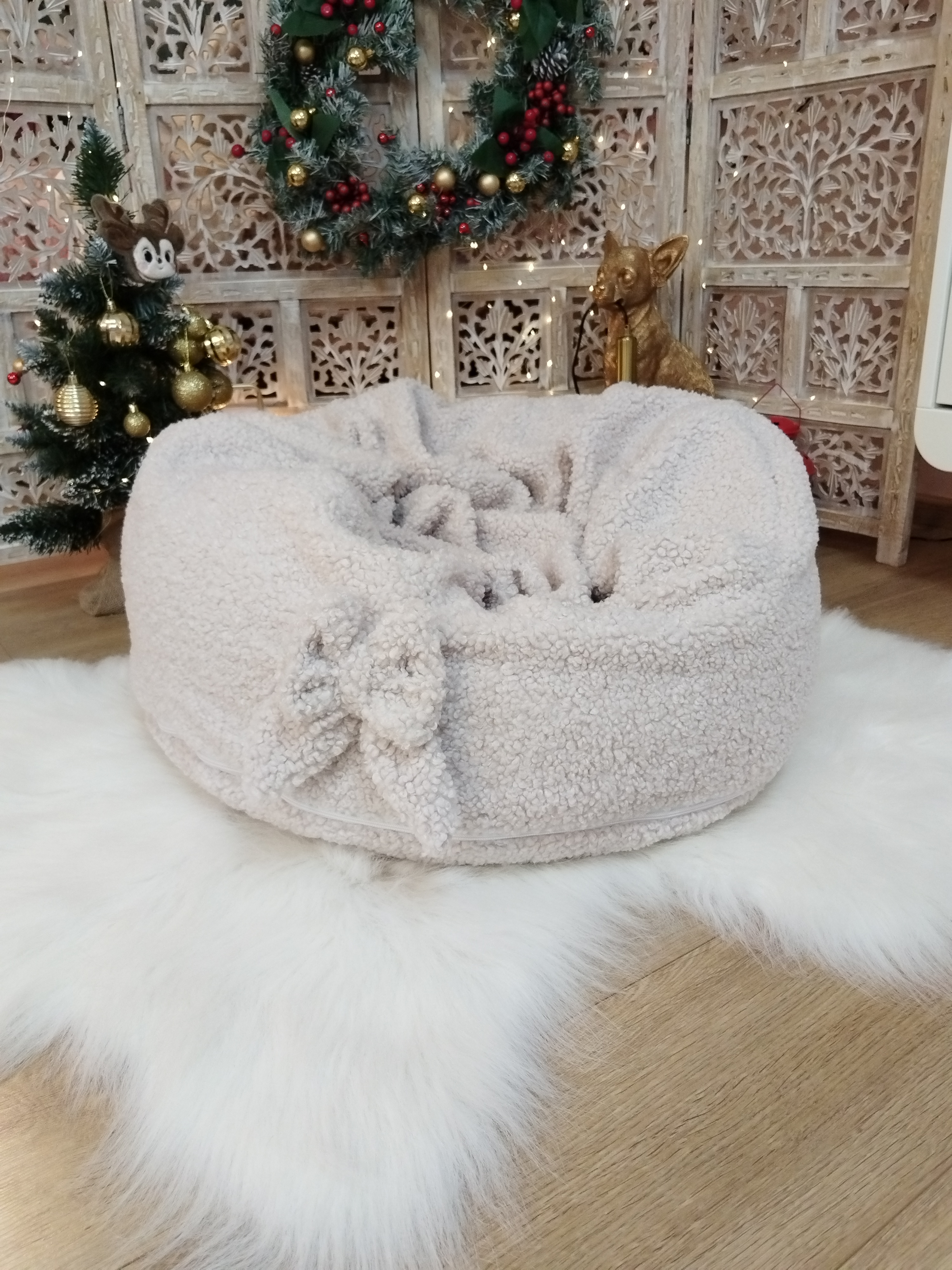 Housse Pouf - Tradition - Fourrure Bouclette 