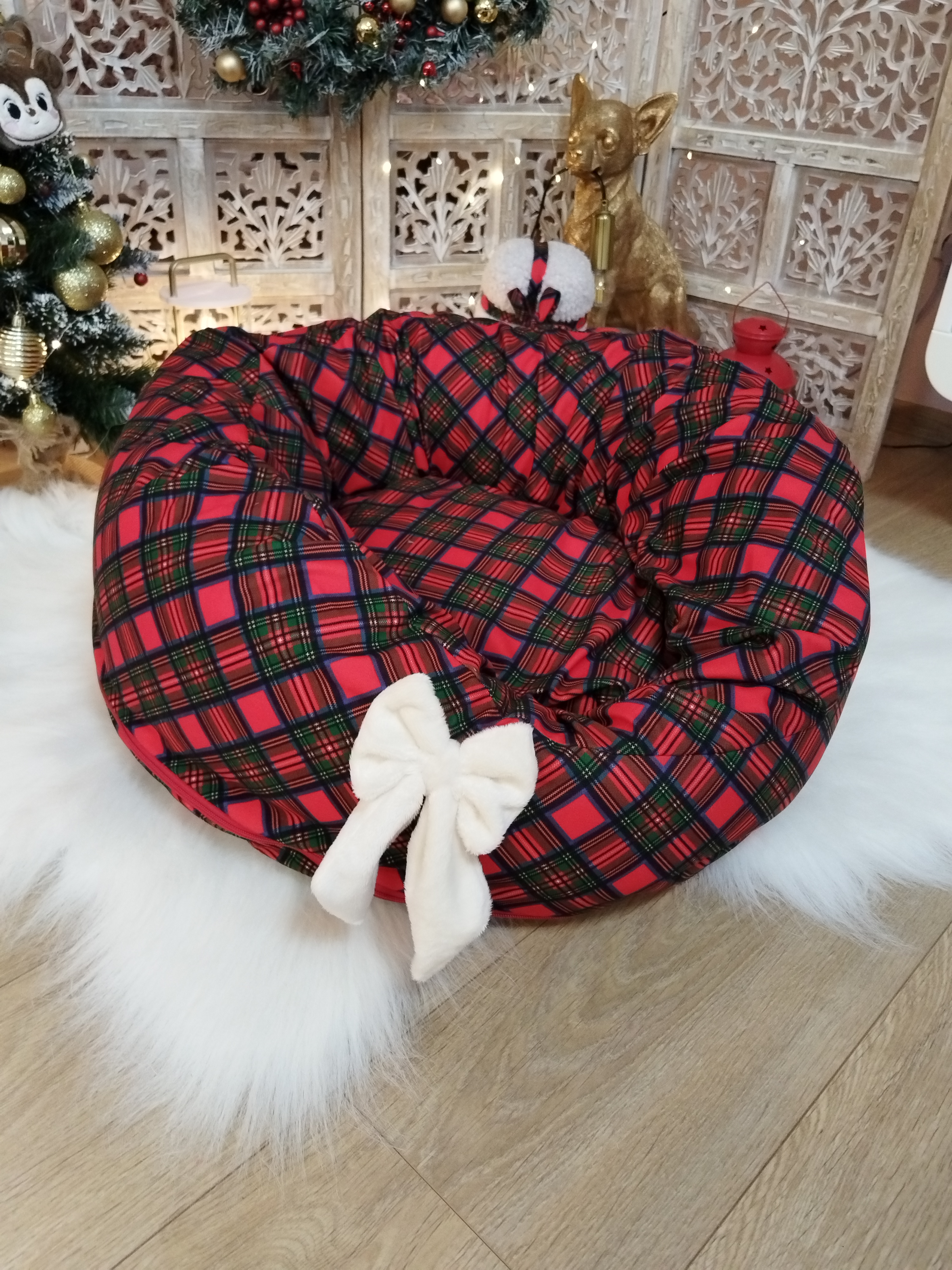 Housse Pouf- Tradition - Minky Écossais 