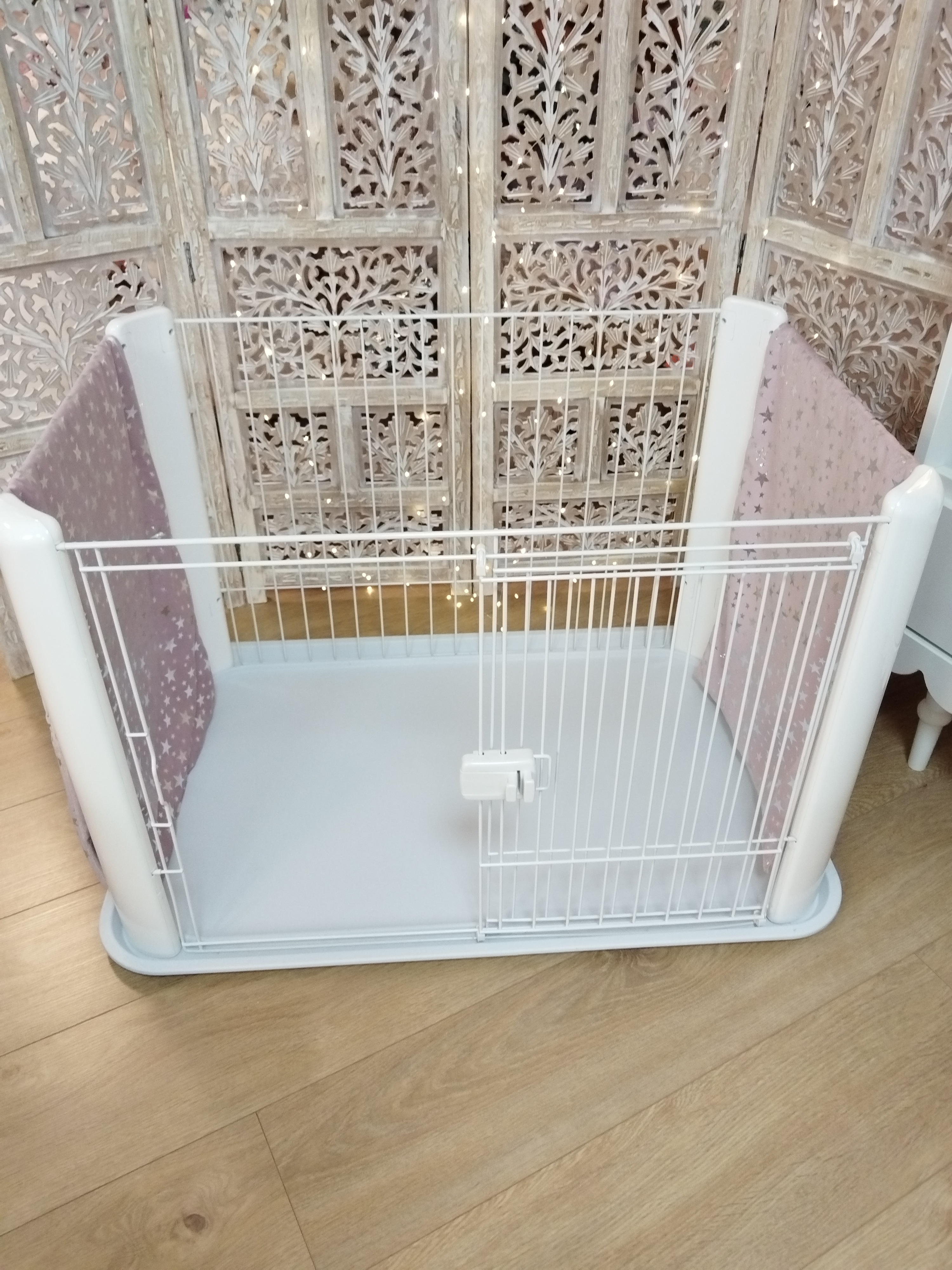 Paire de petits panneaux Parc Iris Ohyama - Etoile Rose Poudré