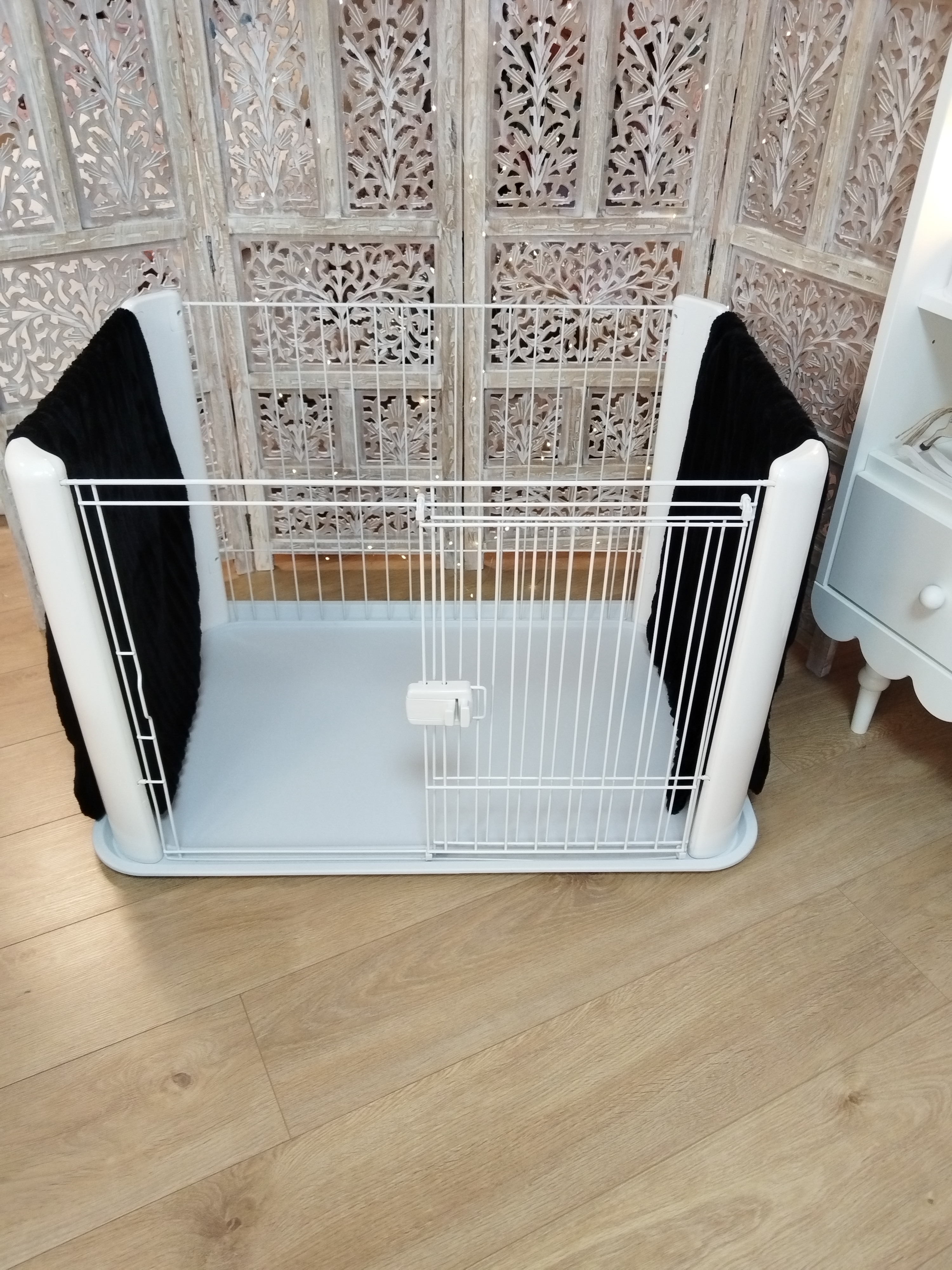 Paire de petits panneaux Parc Iris Ohyama - Noir côtelé 