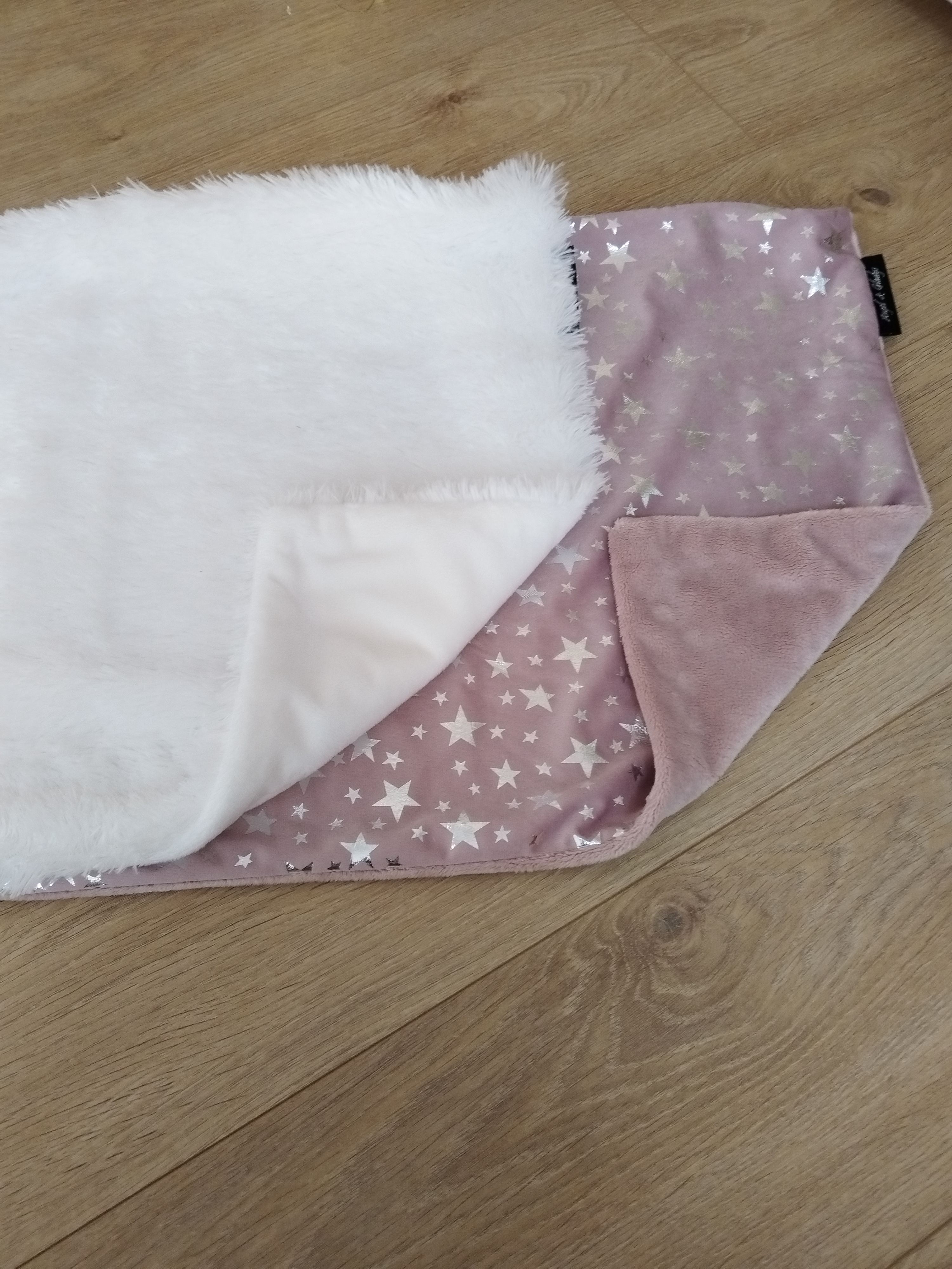Housse pour coussin CT - rose poudré et Fluffy Blanc