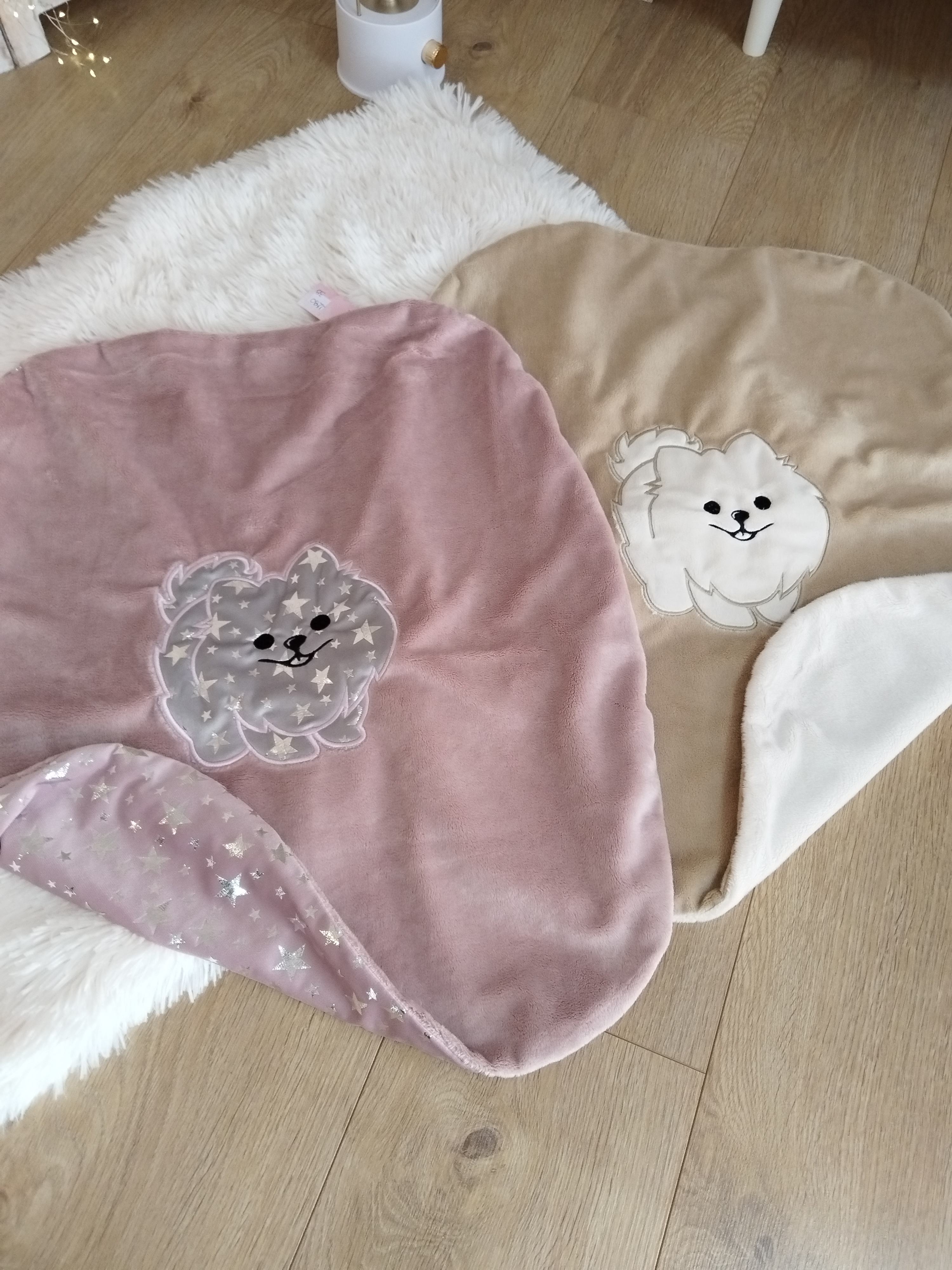 🩷 Housse pour coussin berceau T3 Rose Poudré et Caramel Pomeranian