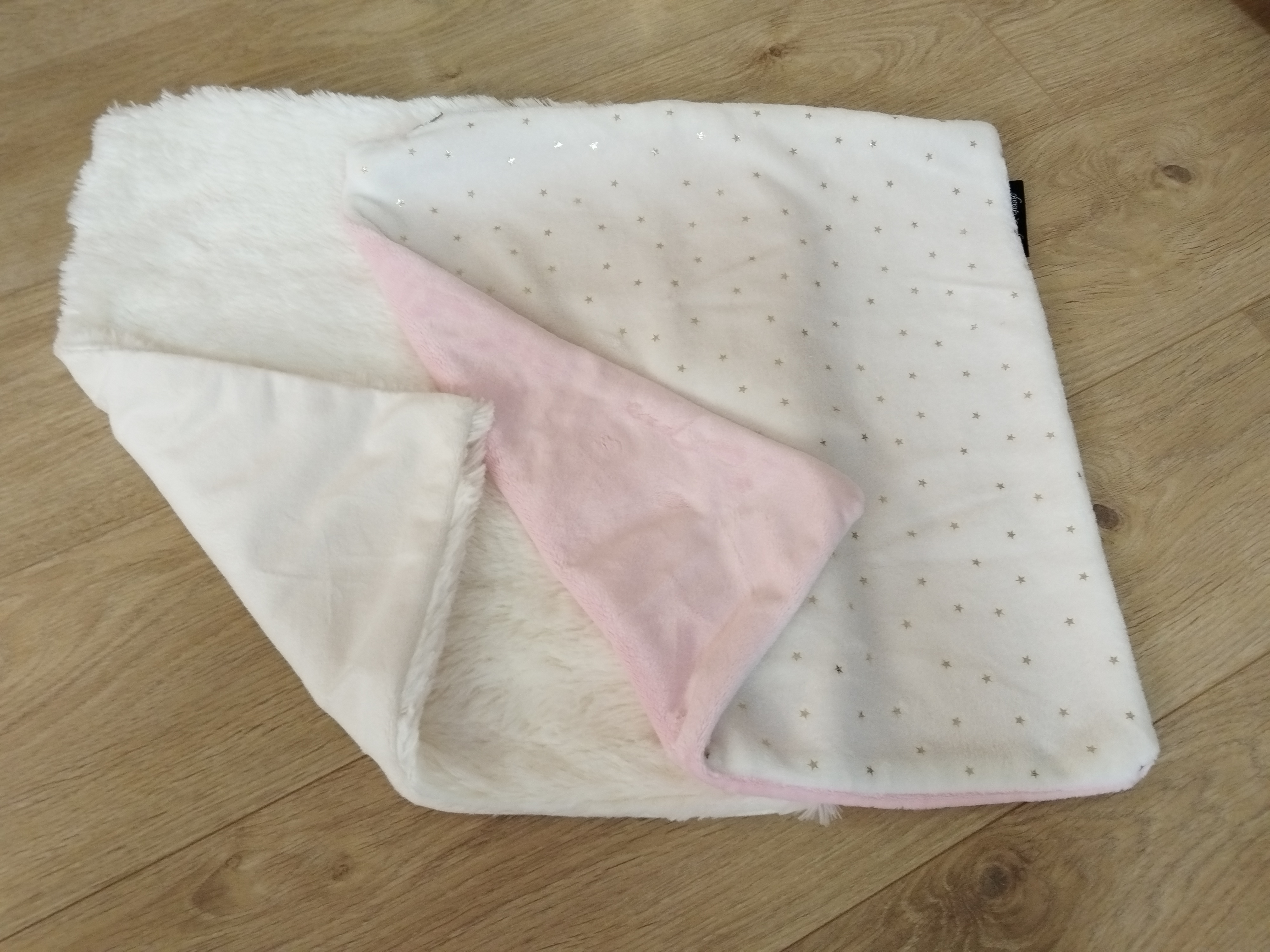 Housse pour coussin Divan T2 - Fluffy vanille et étoiles dorées / rose