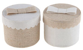 Boîte ronde lin x4