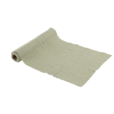 Chemin de Table Gaze de Coton Vert de Gris30cmx3m - Lavable à 30°