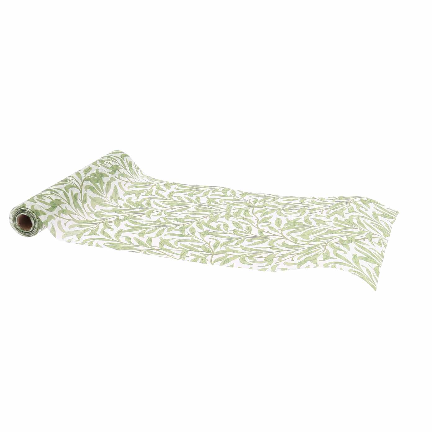 Chemin de Table Feuillage Intissé Blanc et Vert28cmx5m