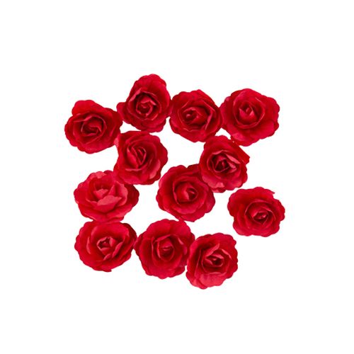 12 roses 3.5cm adhésif rouge