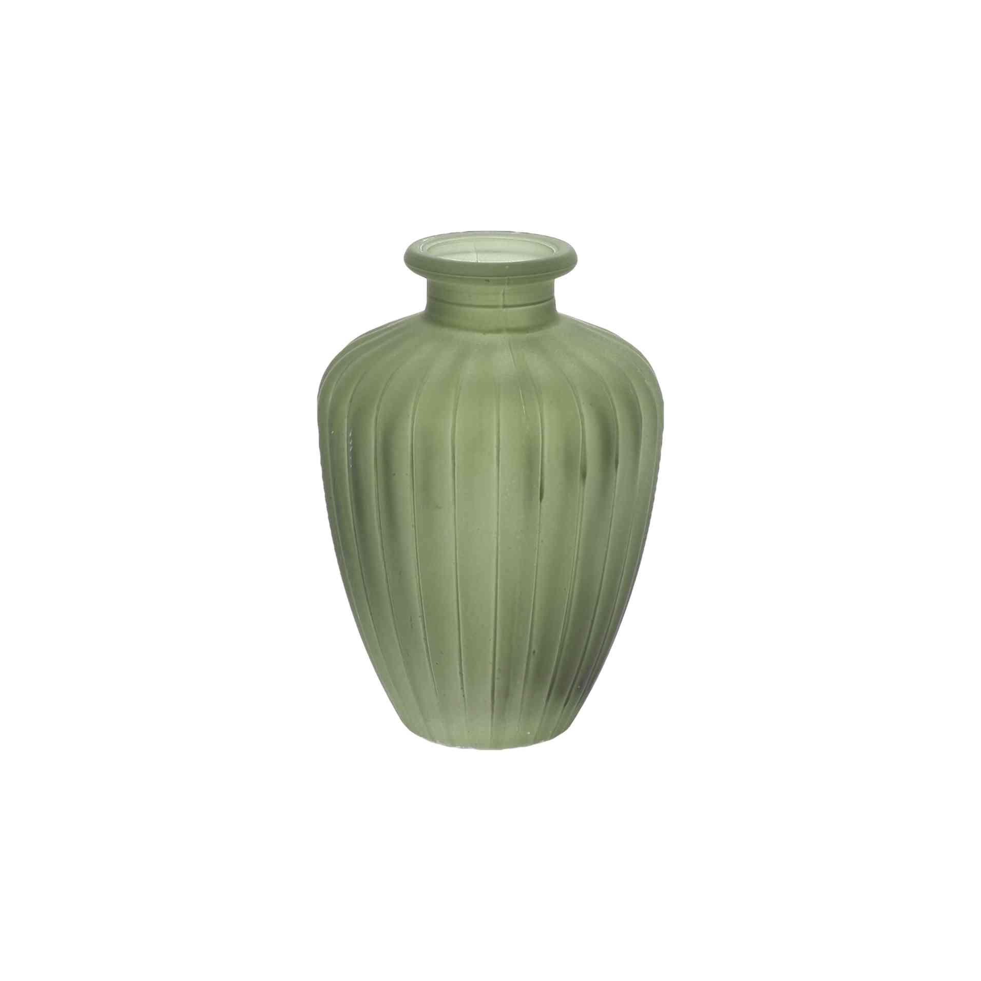 Vase Jeanne Verre Givré Vert de GrisØ7,5x10,5cm - 180ml