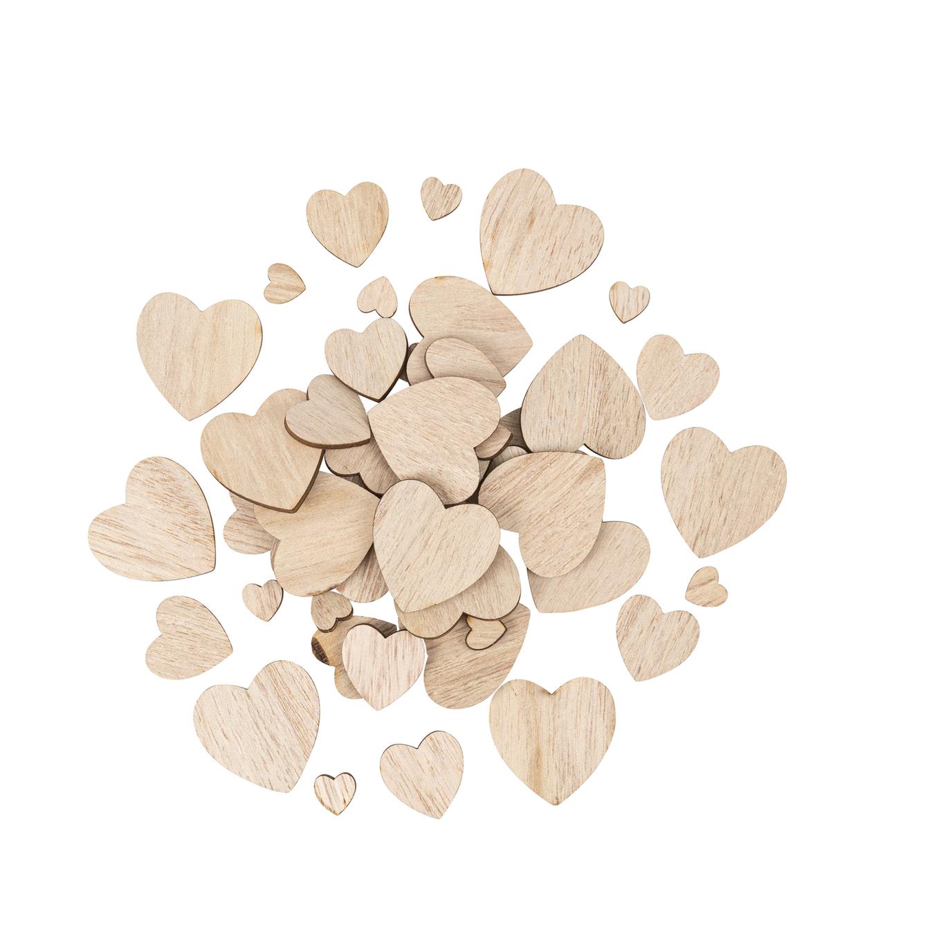 50 Confettis Cœurs BoisDe 1 à 3cm