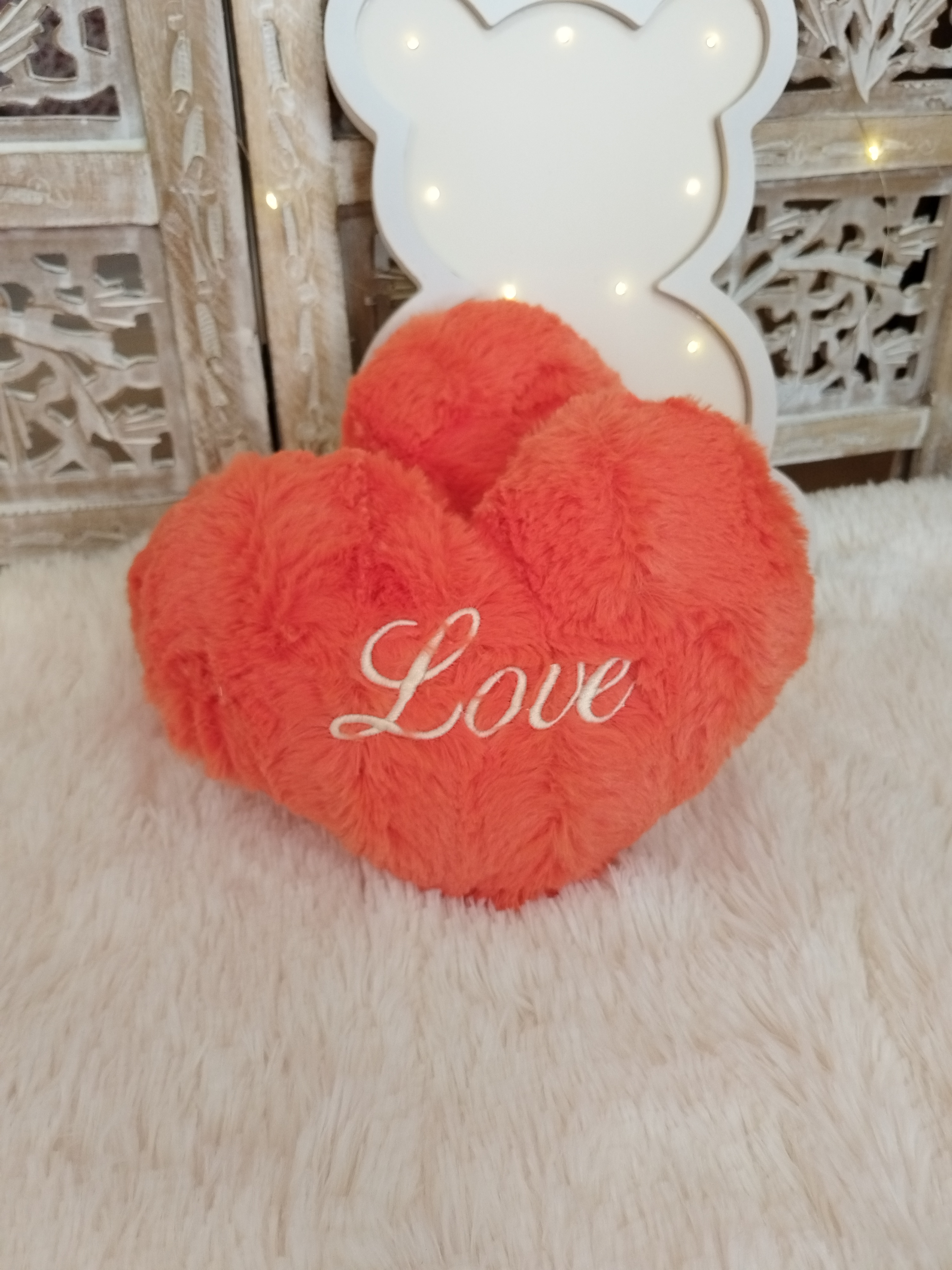 Coussin Coeur Orange Love